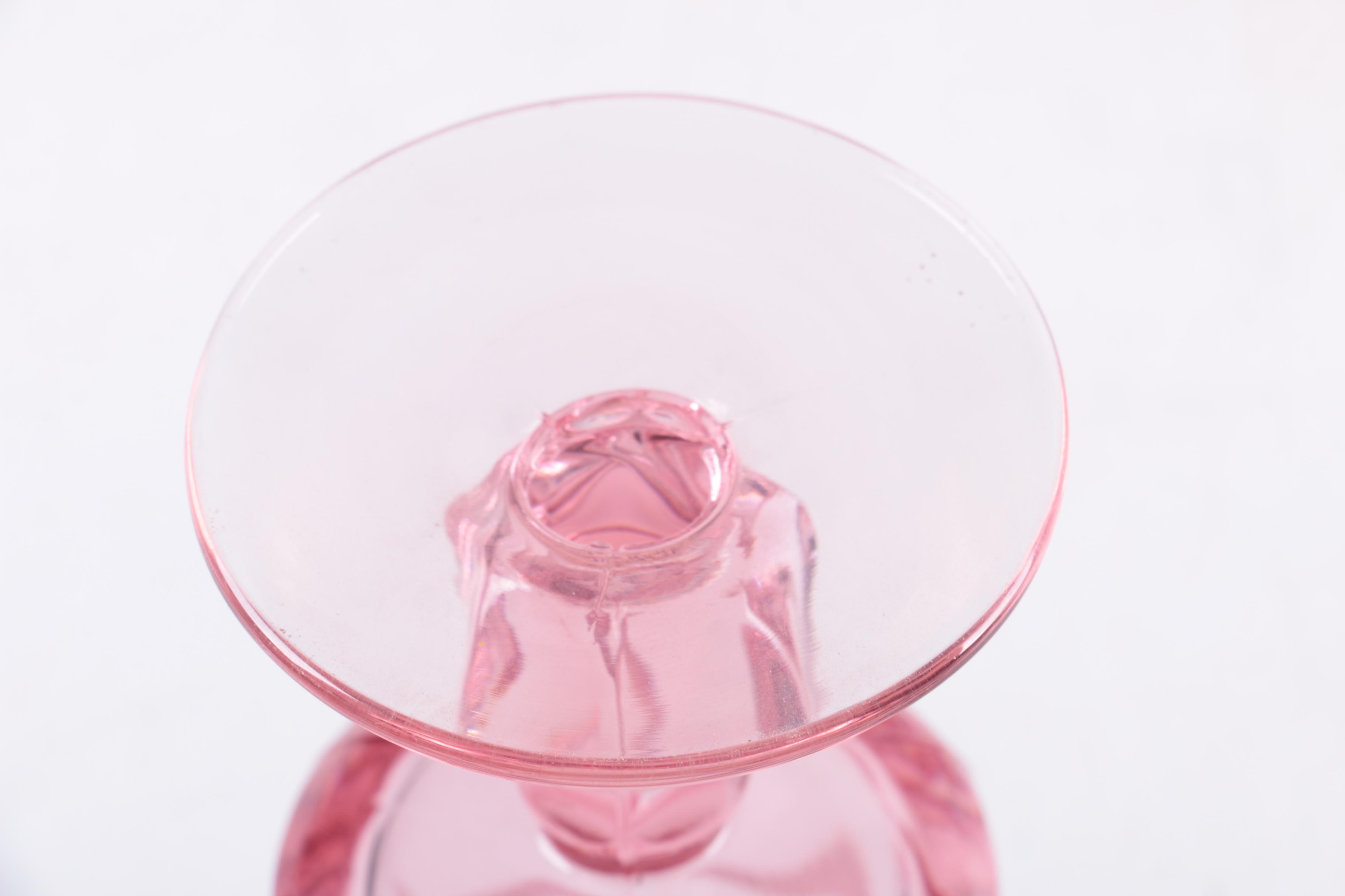 Collection of Vintage Pink Pressed Glass Stemware