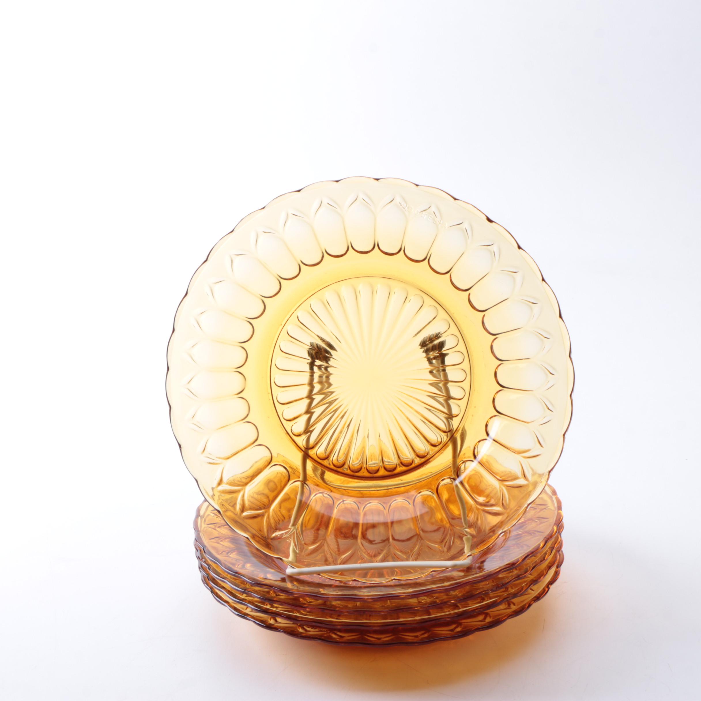 Amber Depression Glass Plates