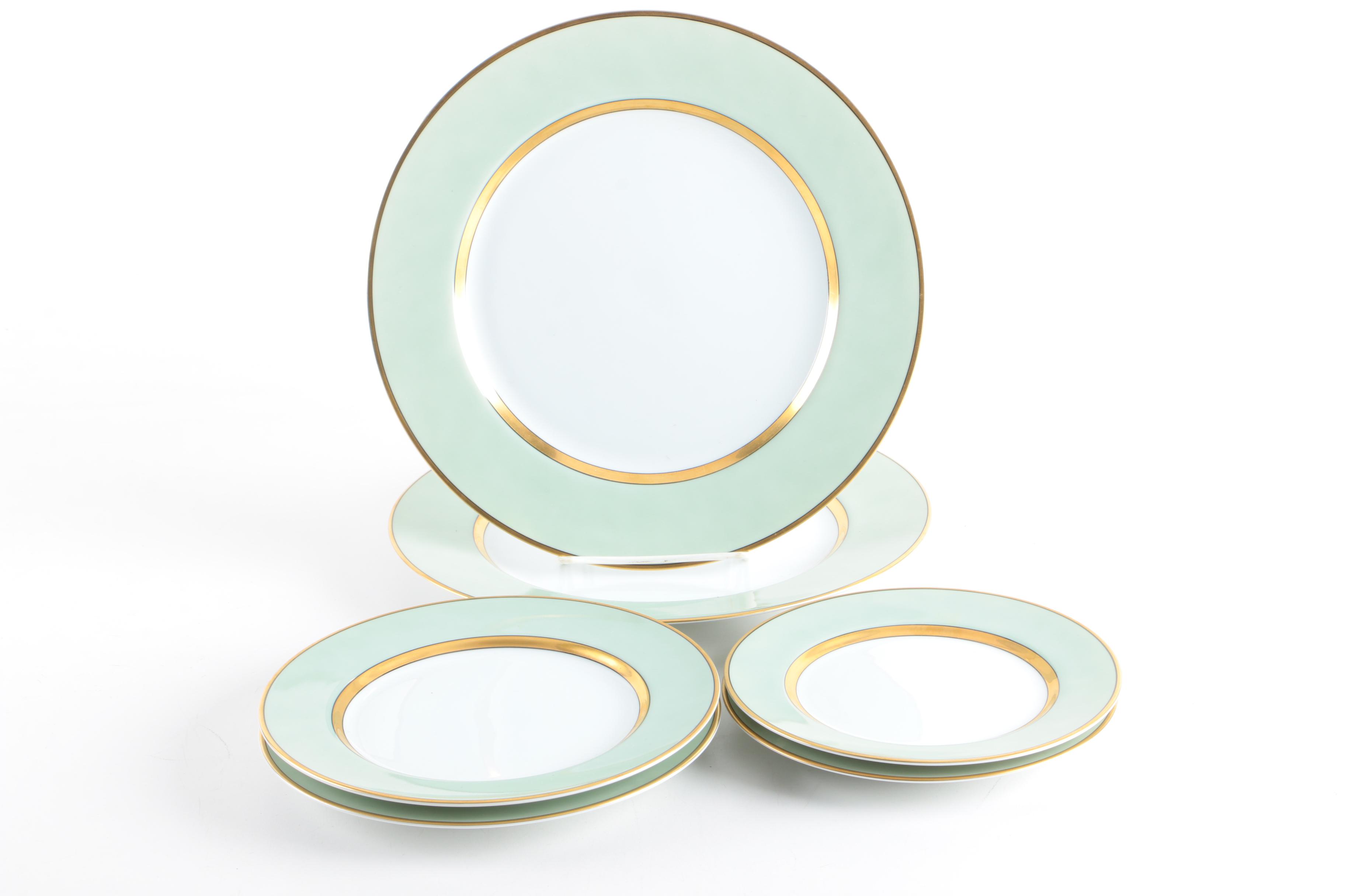Circa 1990 Fitz & Floyd "Renaissance Mint Green" Porcelain Tableware