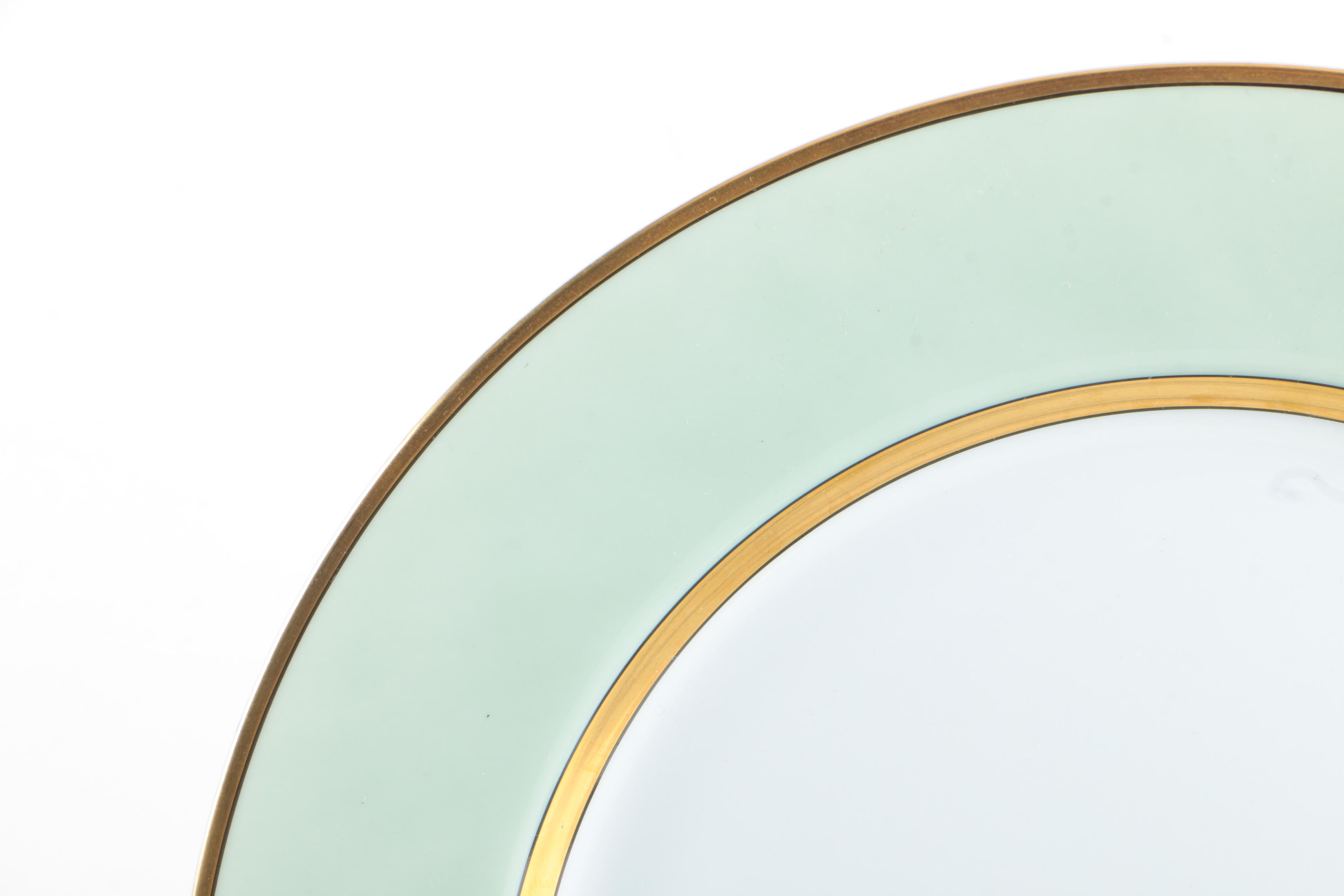 Circa 1990 Fitz & Floyd "Renaissance Mint Green" Porcelain Tableware