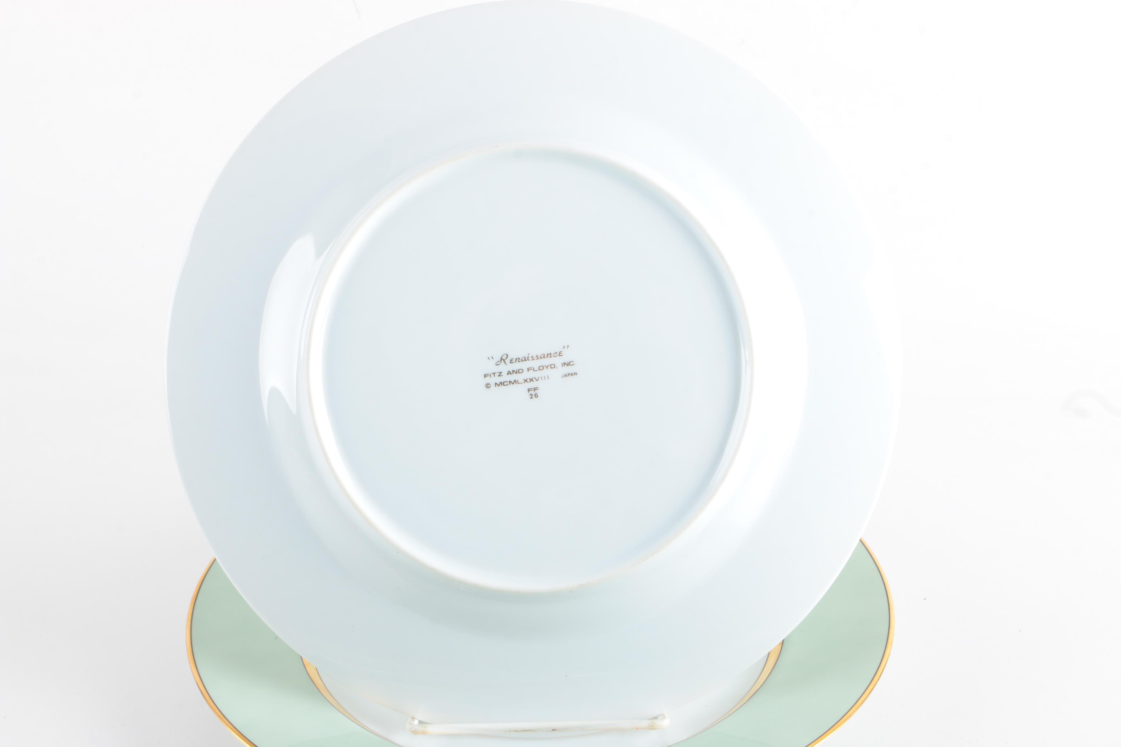 Circa 1990 Fitz & Floyd "Renaissance Mint Green" Porcelain Tableware