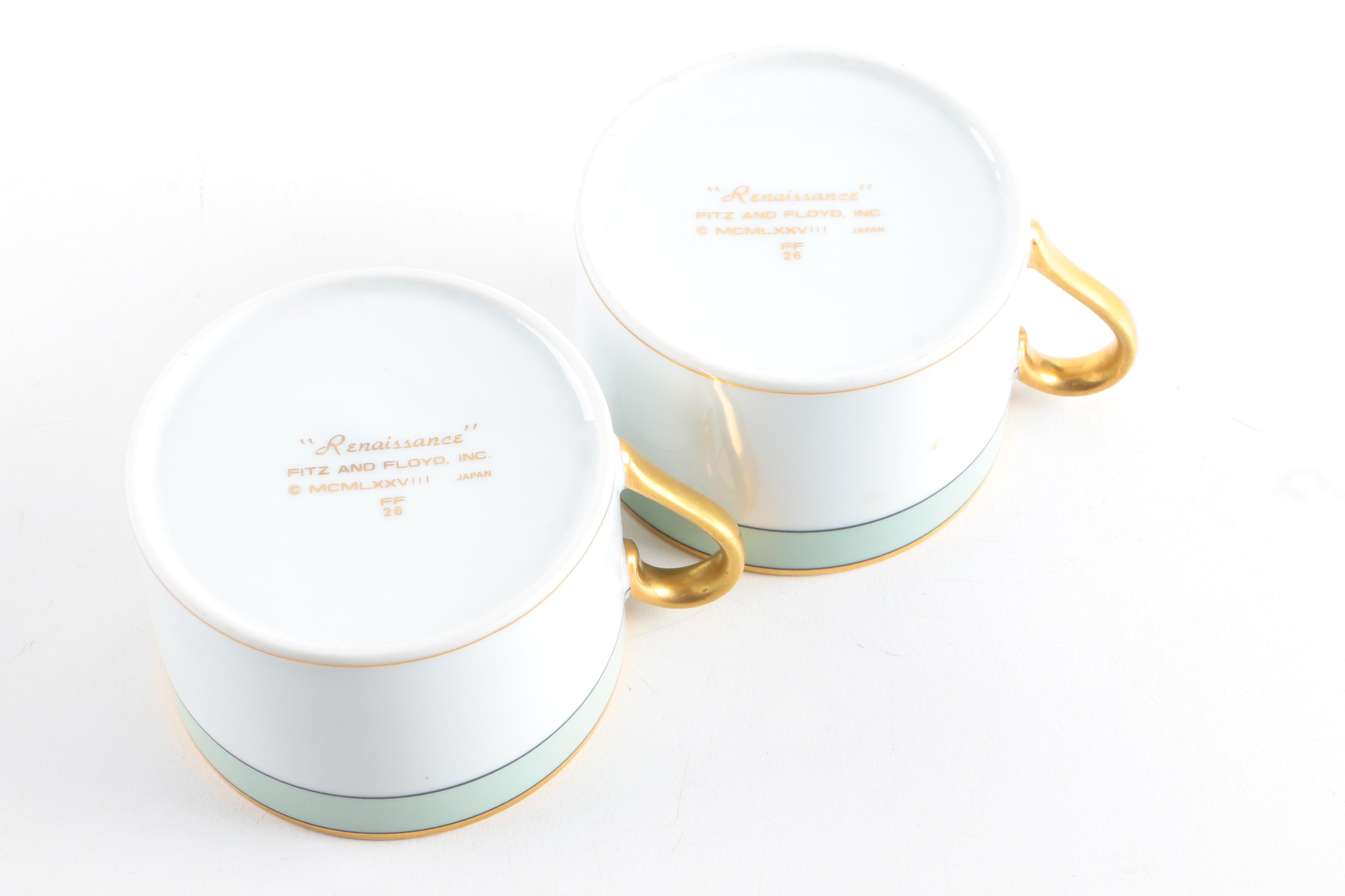 Circa 1990 Fitz & Floyd "Renaissance Mint Green" Porcelain Tableware