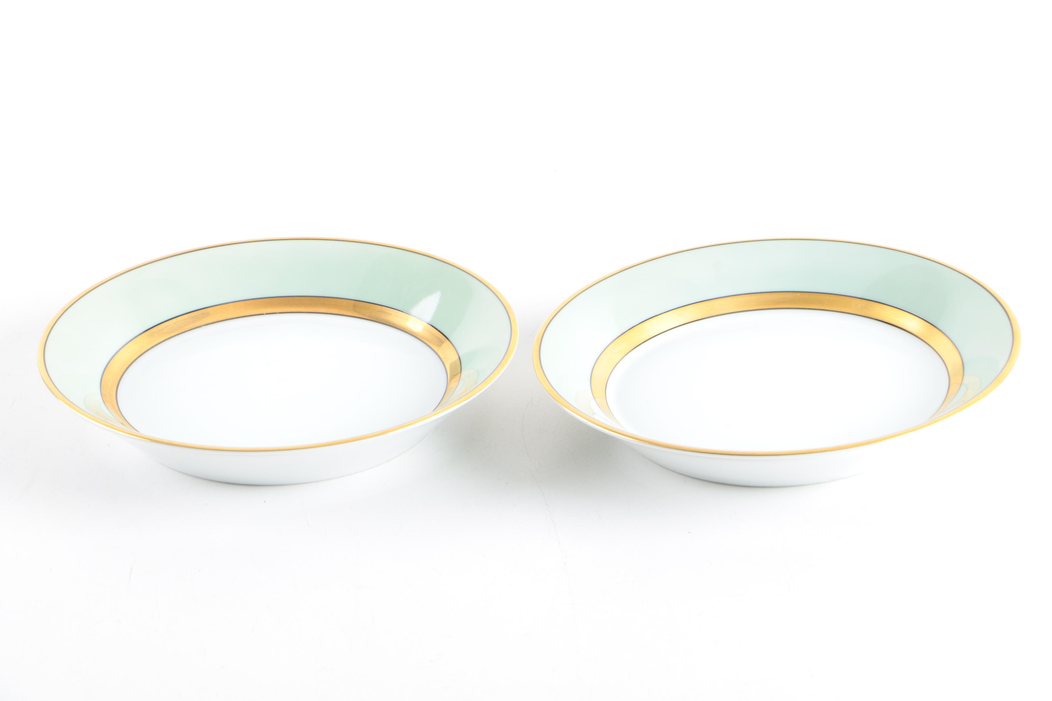 Circa 1990 Fitz & Floyd "Renaissance Mint Green" Porcelain Tableware