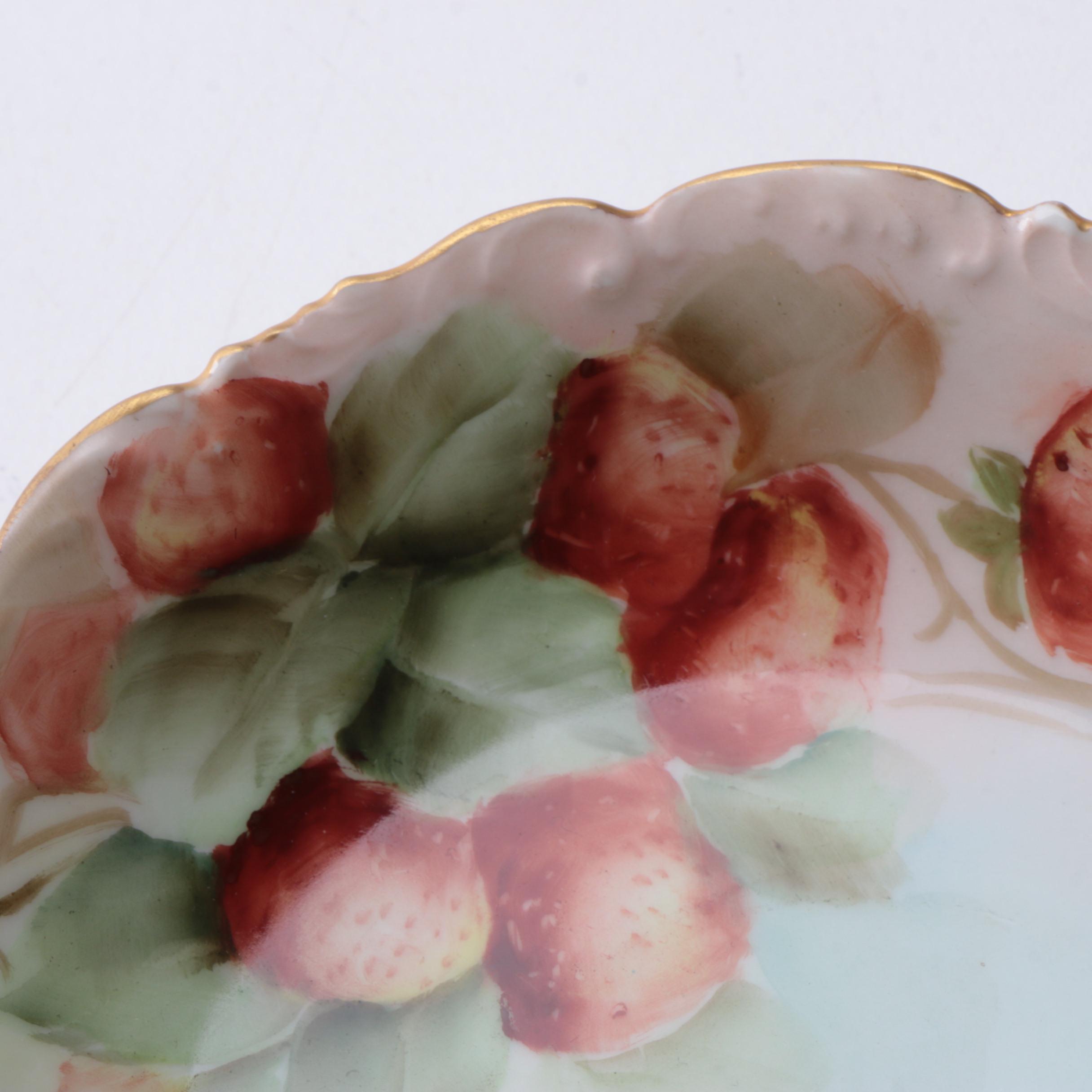 Tressemanes & Vogt Porcelain Strawberry Motif Dessert Bowls