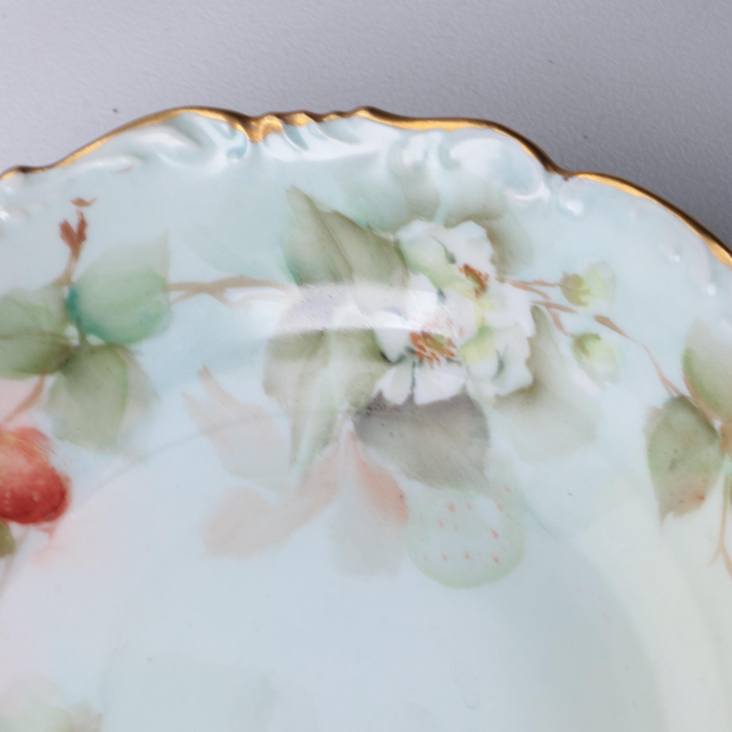 Tressemanes & Vogt Porcelain Strawberry Motif Dessert Bowls