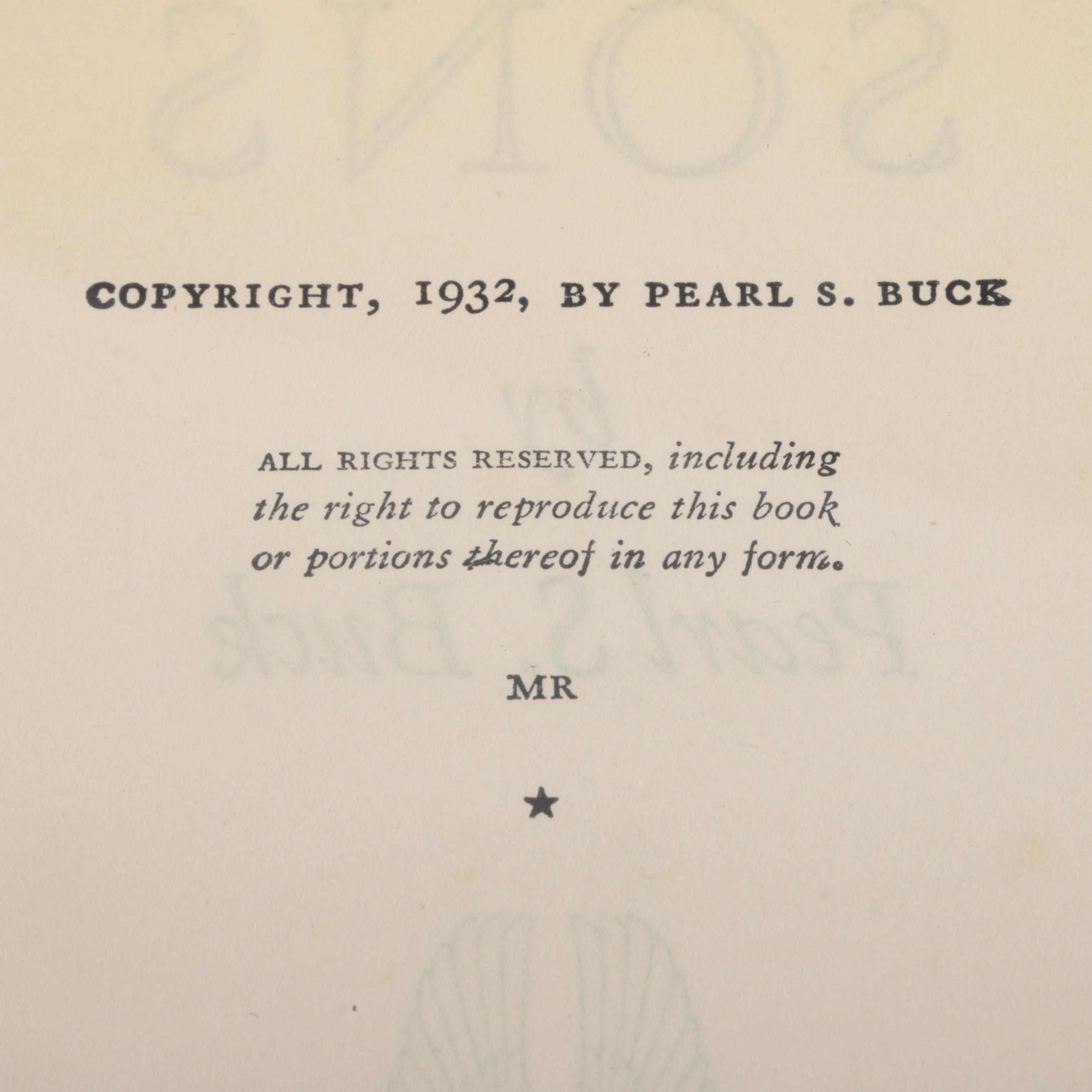 1932 "Sons" by Pearl S. Buck