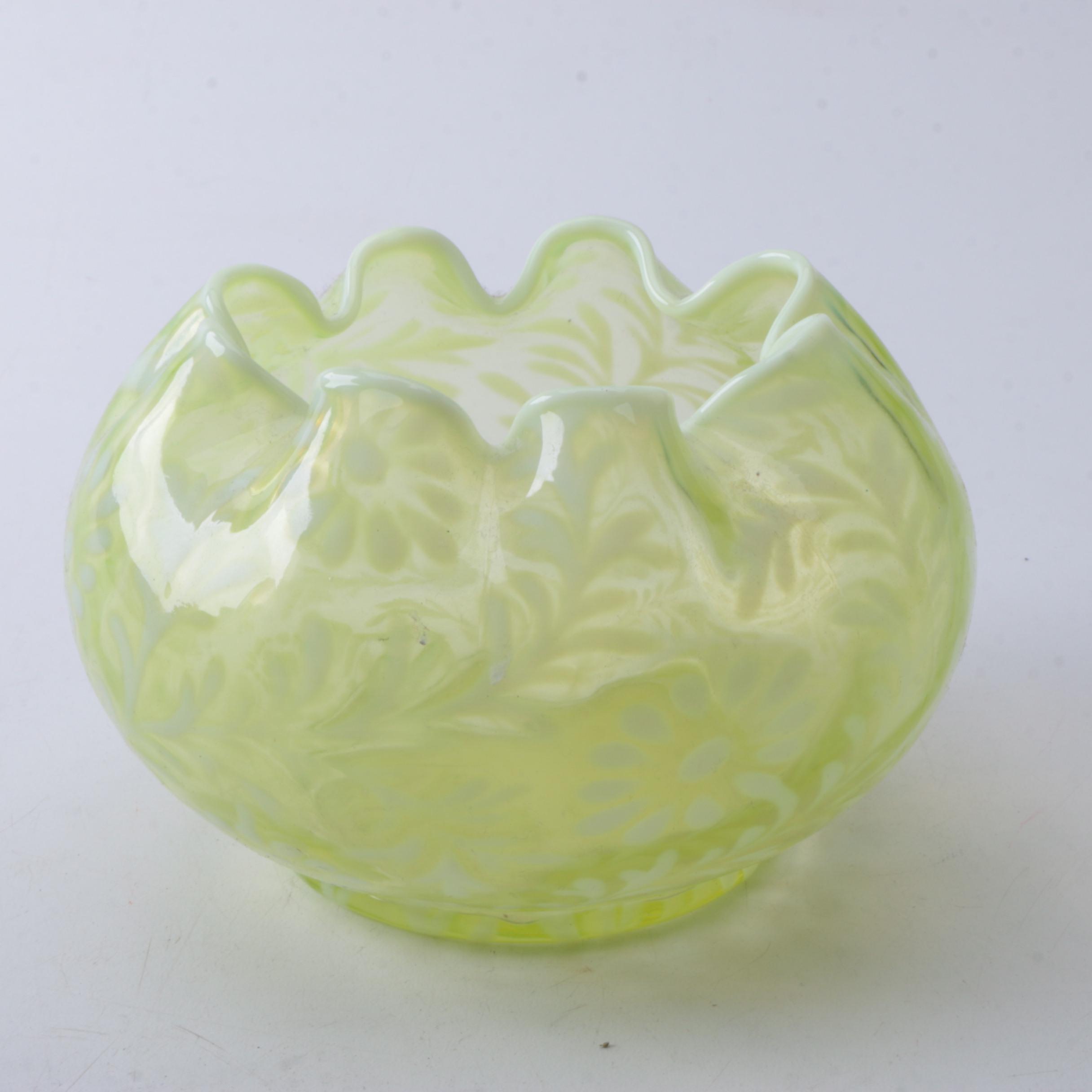 Fenton "Daisy and Fern" Topaz Opalescent Rose Bowl and Pitcher