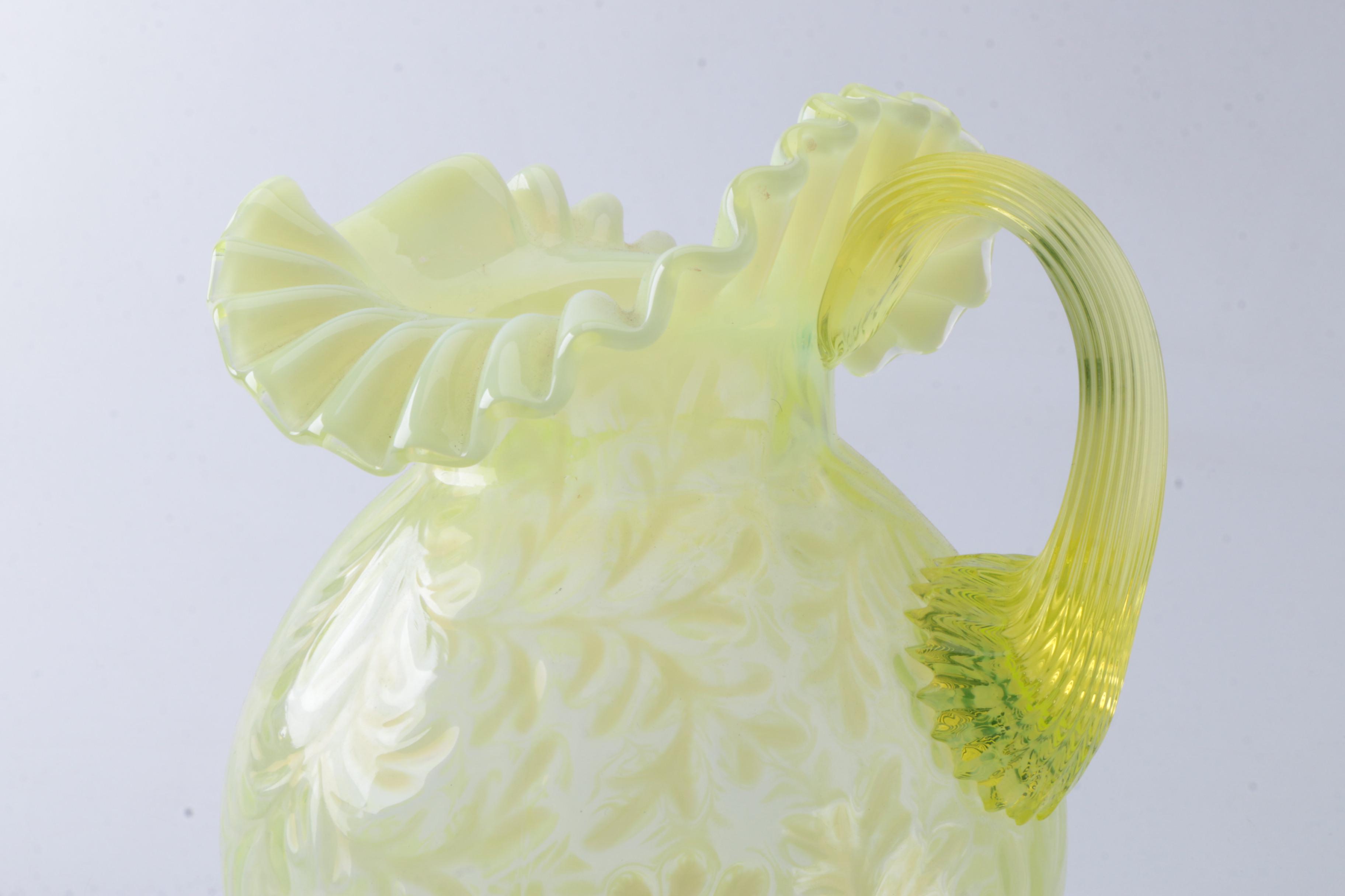 Fenton "Daisy and Fern" Topaz Opalescent Rose Bowl and Pitcher