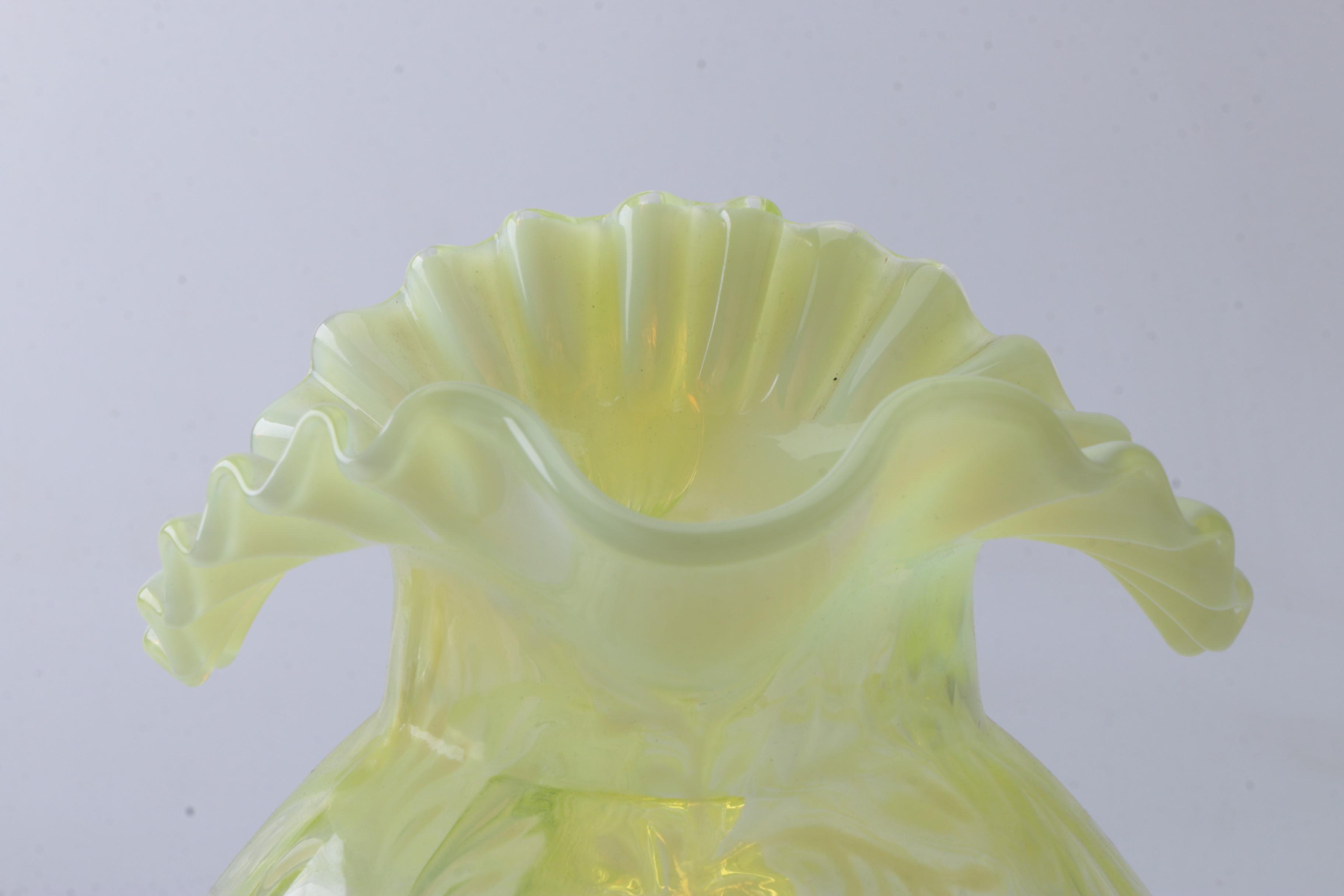 Fenton "Daisy and Fern" Topaz Opalescent Rose Bowl and Pitcher