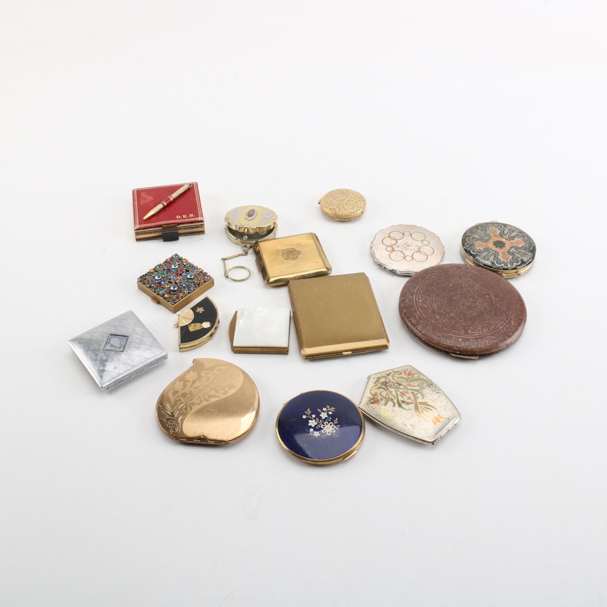 Vintage Compacts Including Embossed Leather