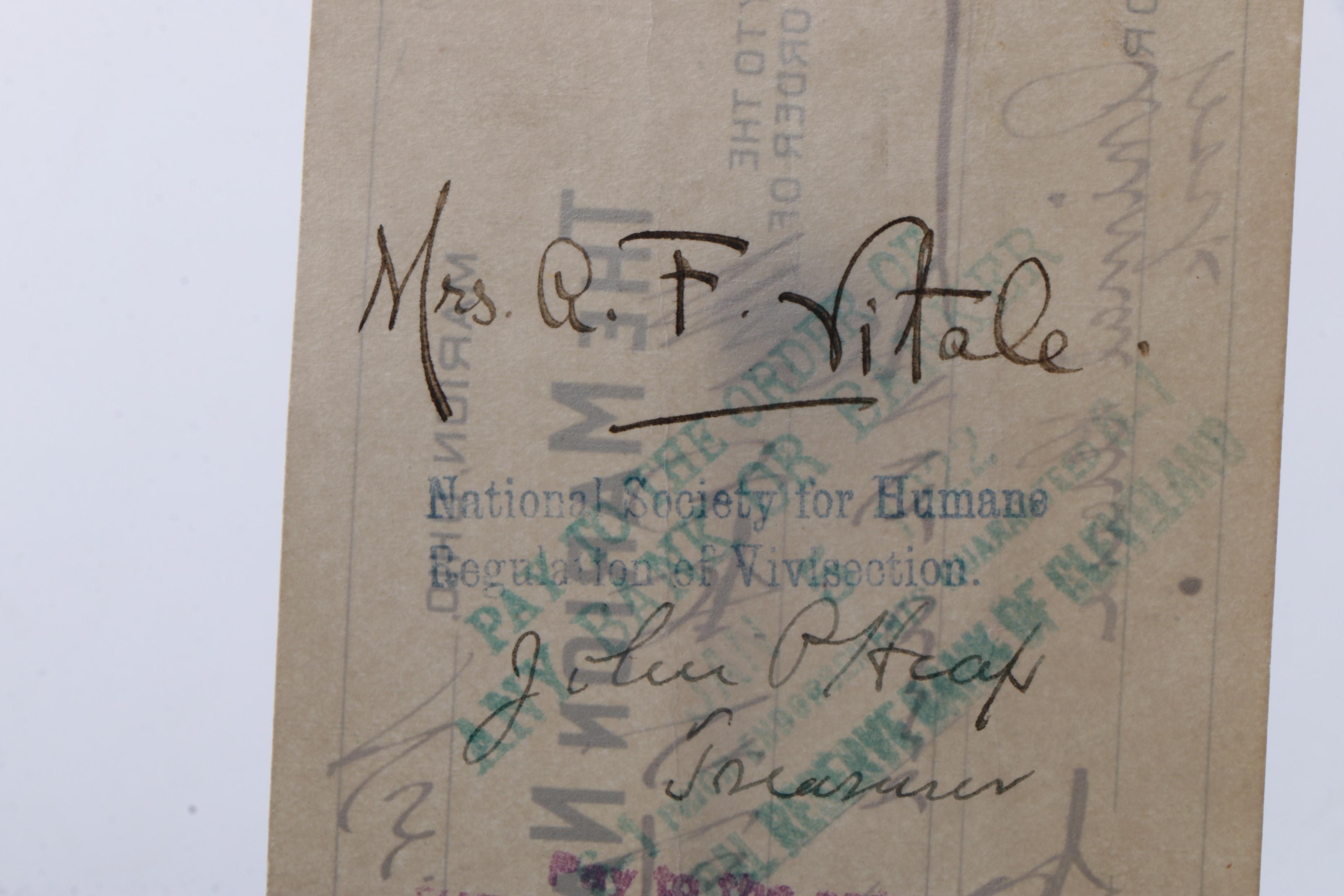 1921 Signed Florence Harding Marion National Bank Check