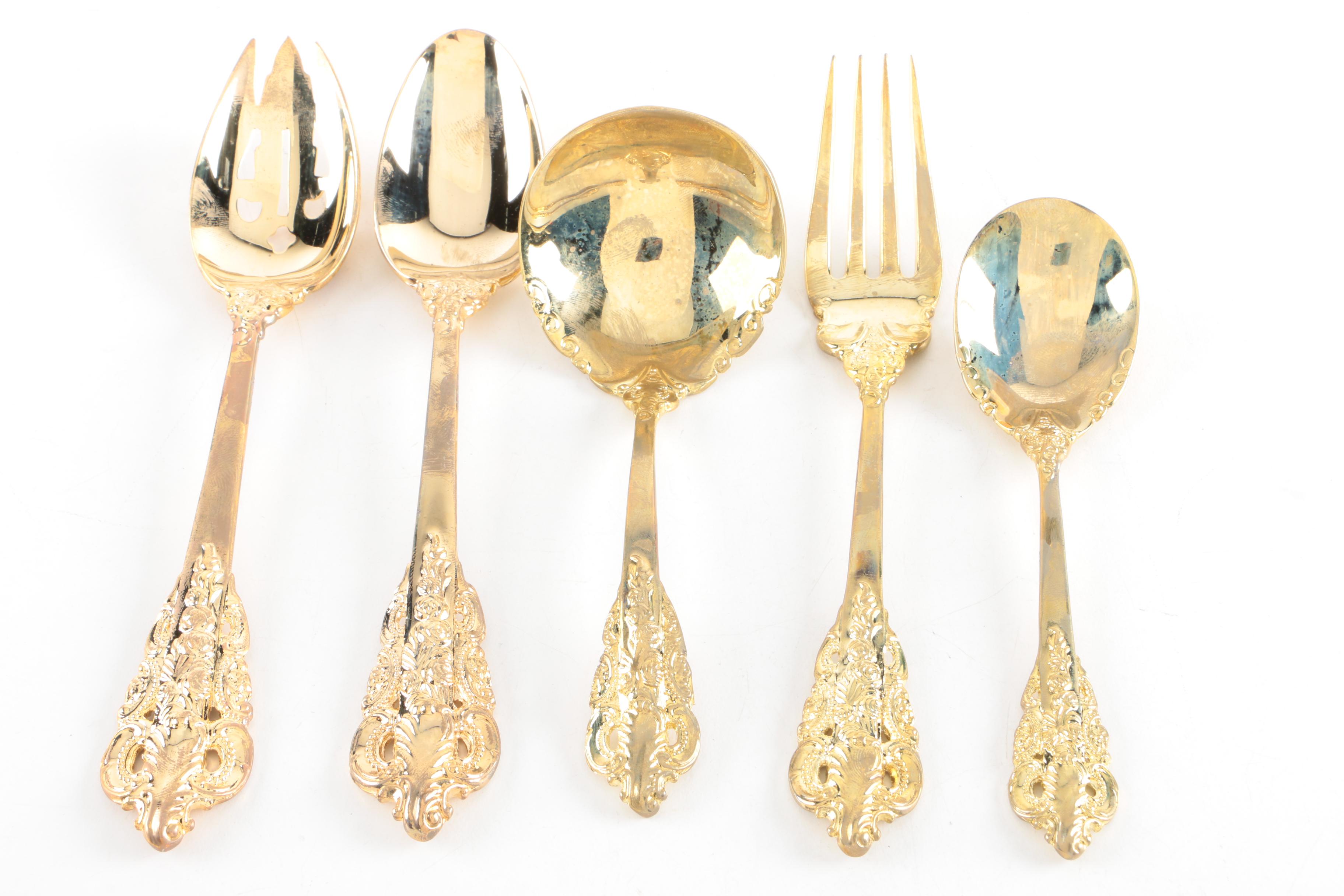 Godinger "Baroque" Gold Electroplate Flatware Set