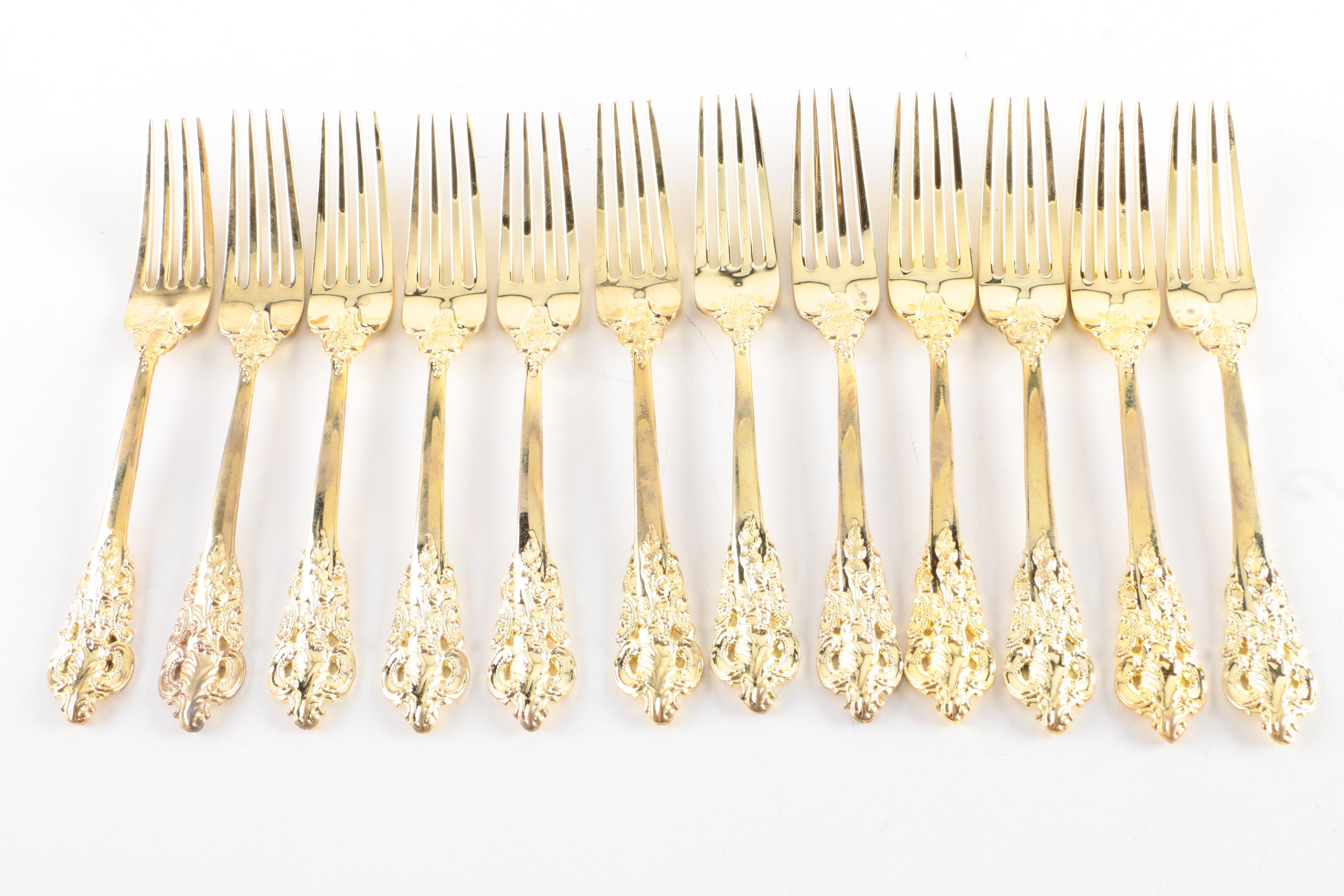 Godinger "Baroque" Gold Electroplate Flatware Set