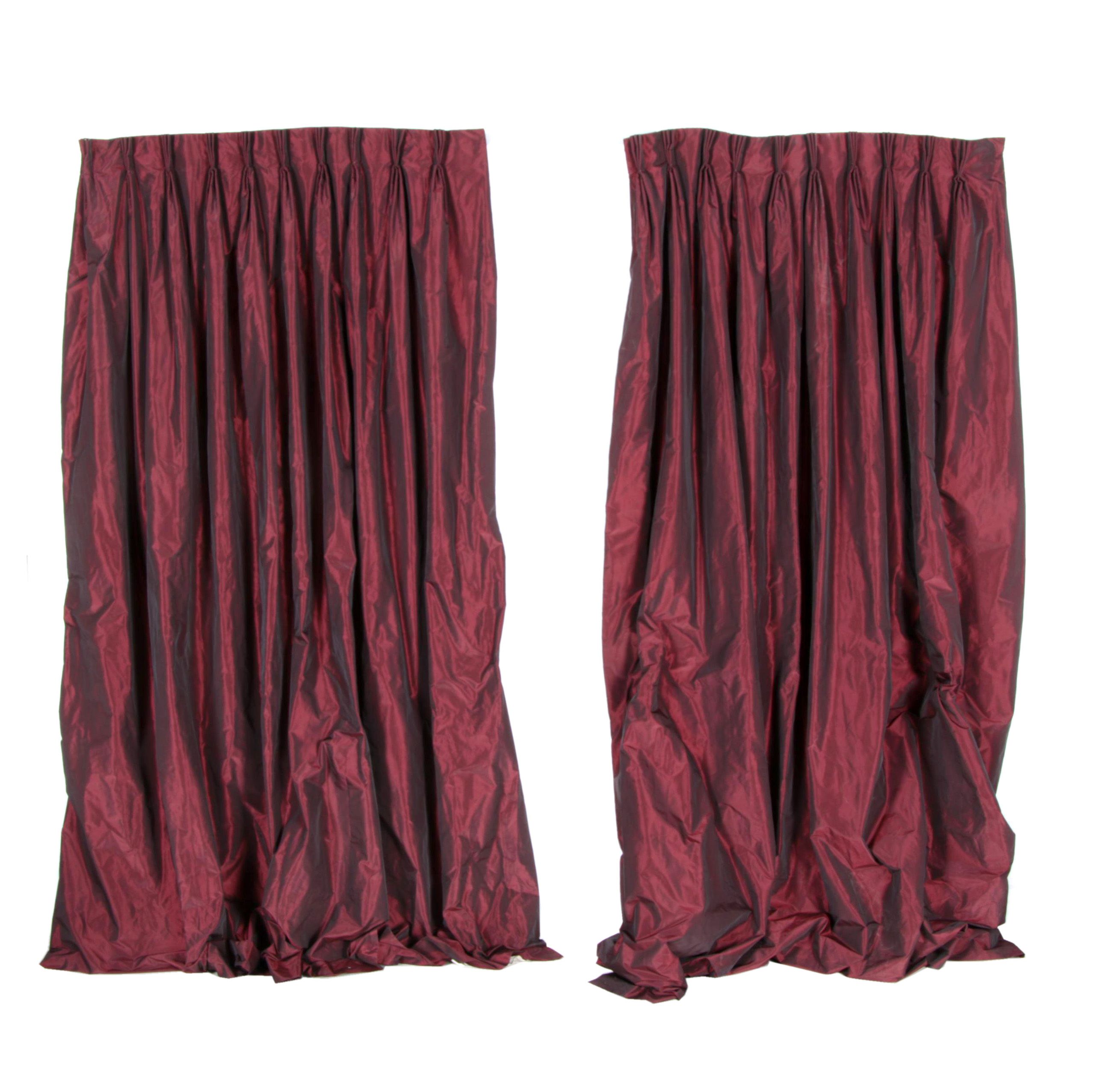 Pair of Full Length Maroon Curtain Panels