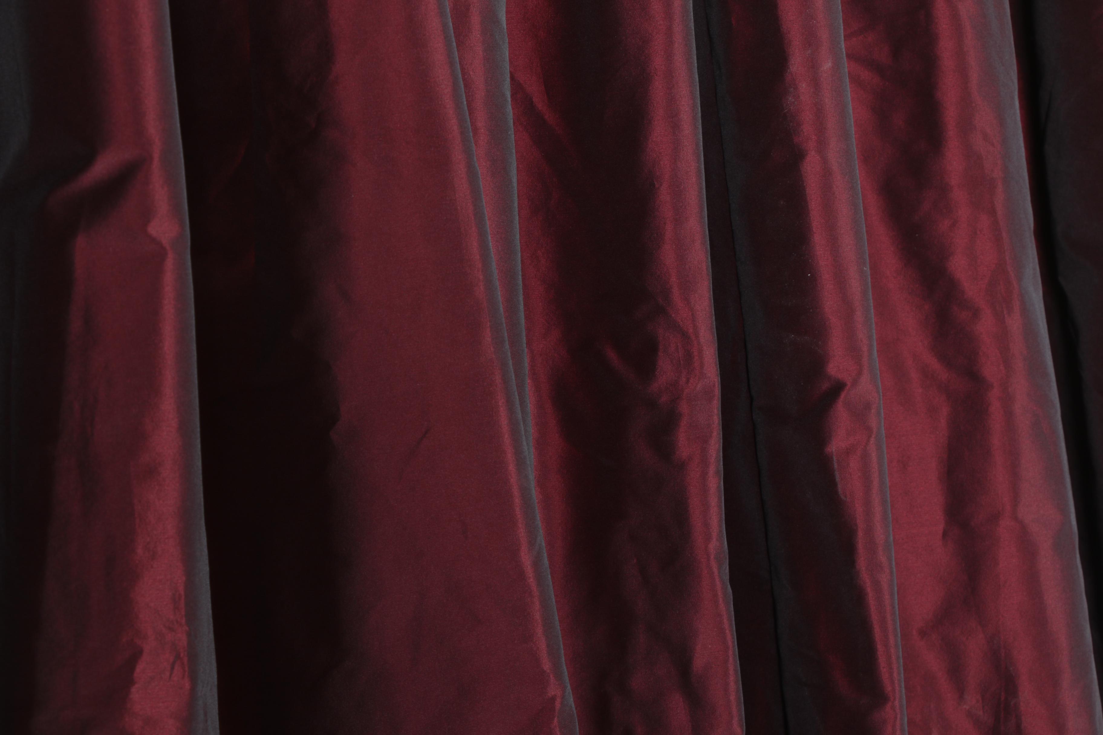 Pair of Full Length Maroon Curtain Panels