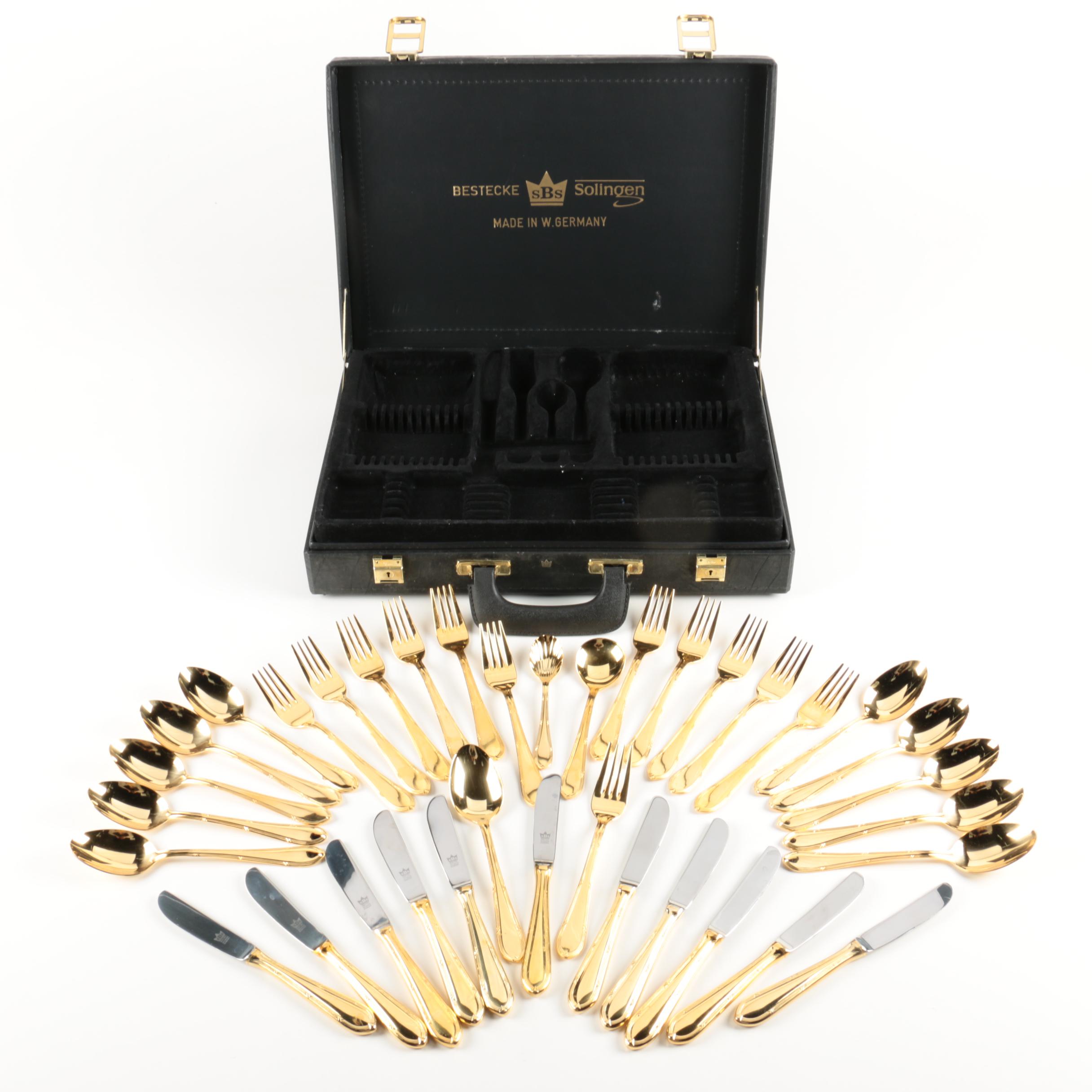 SBS Bestecke Solingen Gold-Plated Stainless Flatware Set