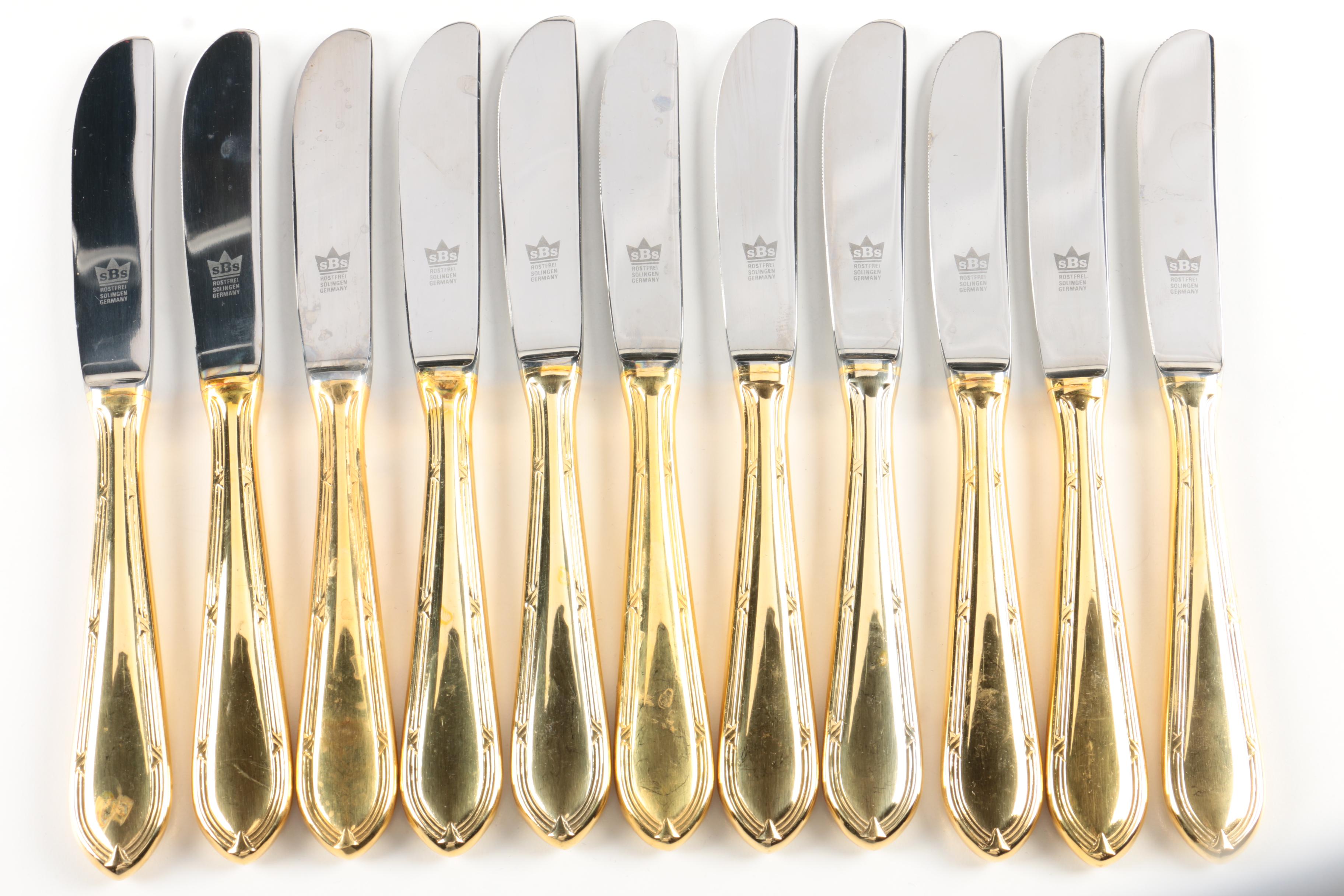 SBS Bestecke Solingen Gold-Plated Stainless Flatware Set