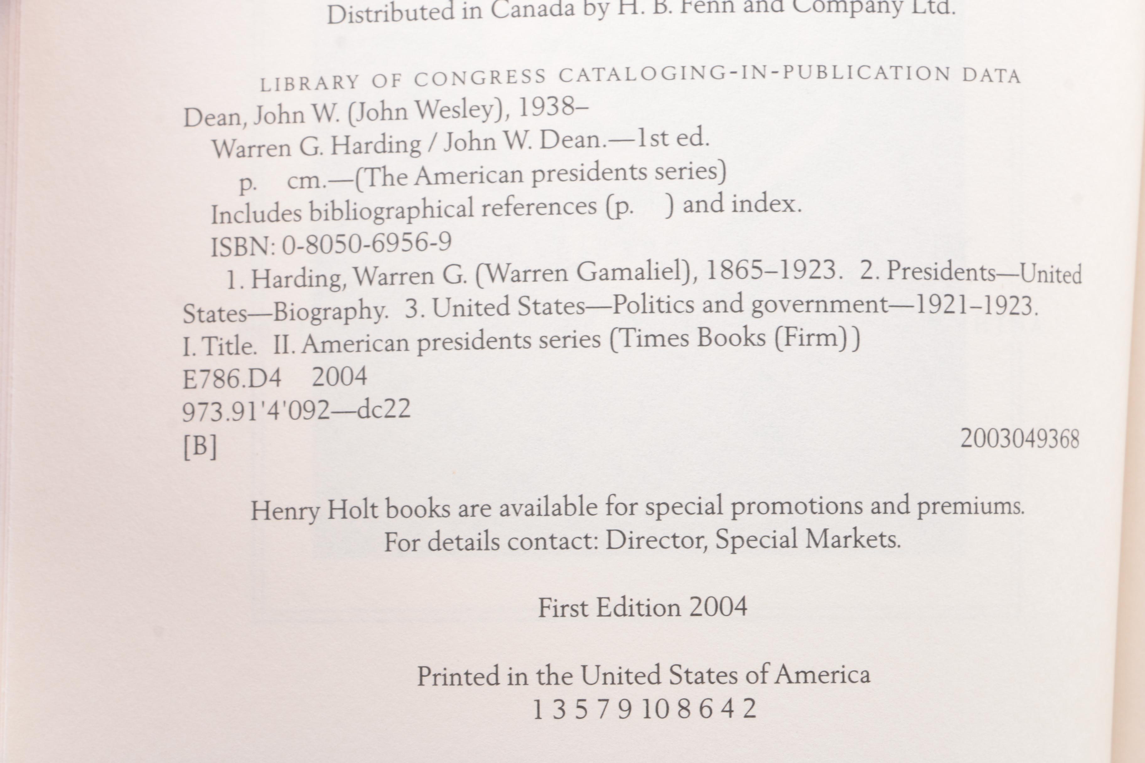 Books on President Warren G. Harding