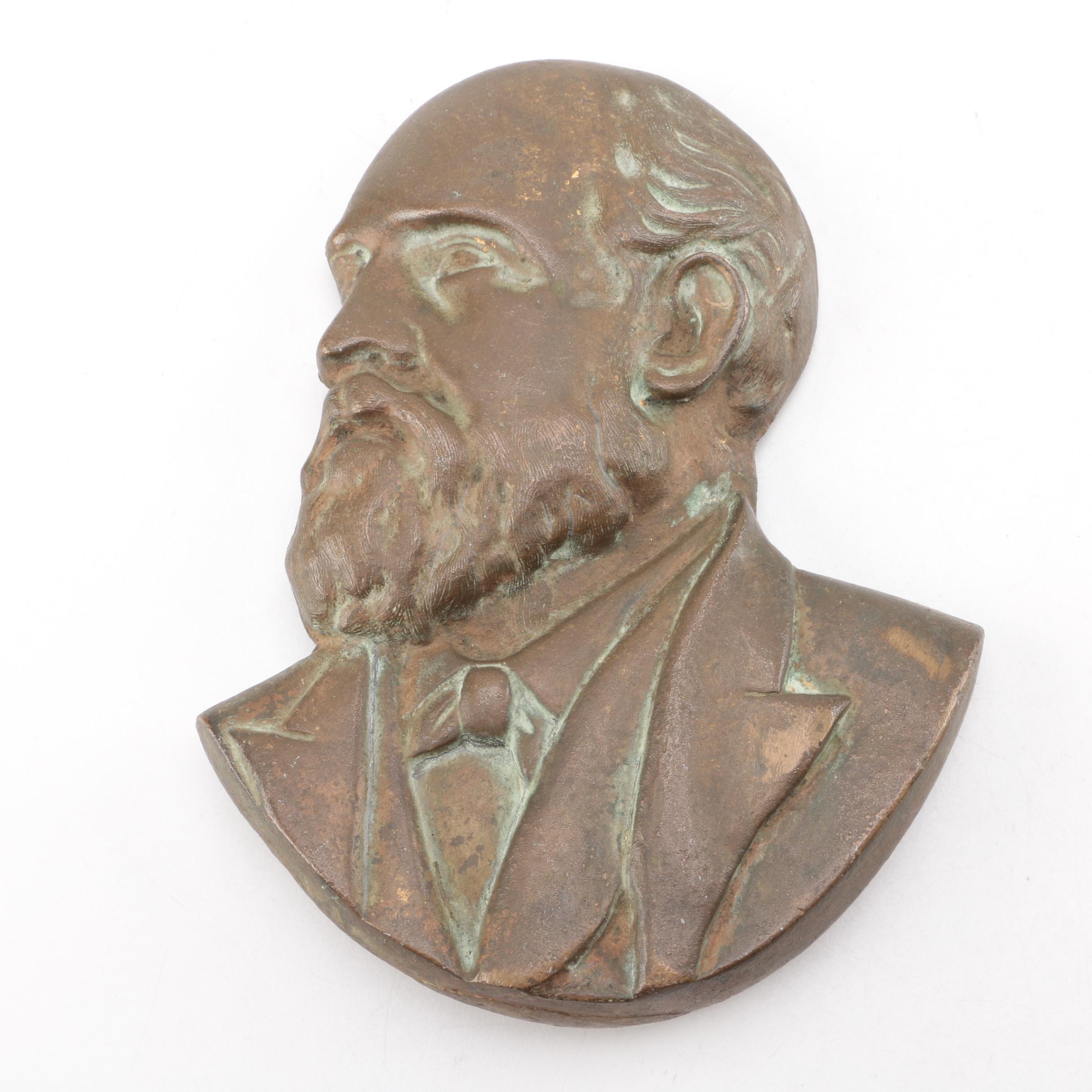 Bronze Bust Wall Plaque of U.S. President Rutherford B. Hayes