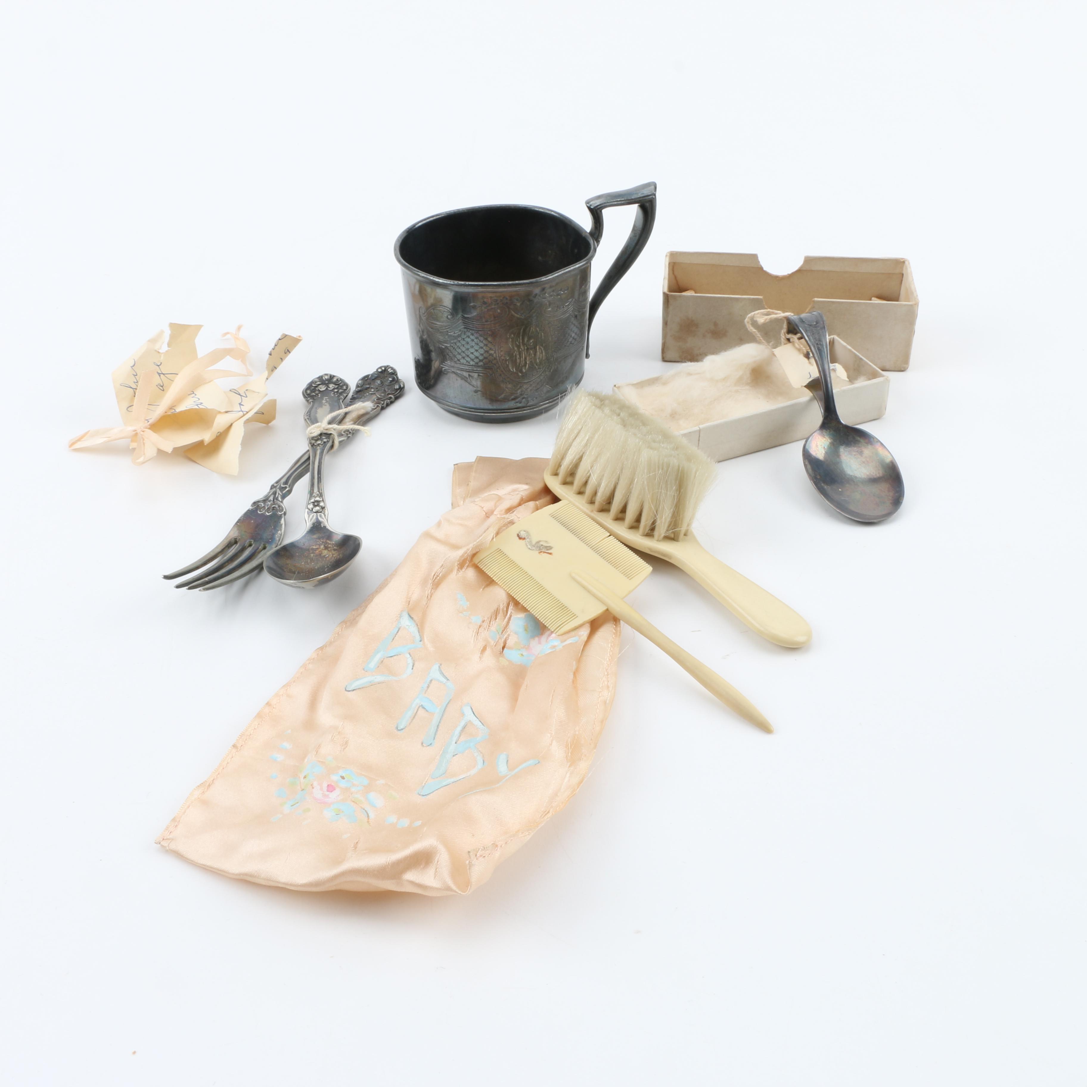 Knickerbocker Silver Co. Silver Plate Vanity Mug and Other Tableware