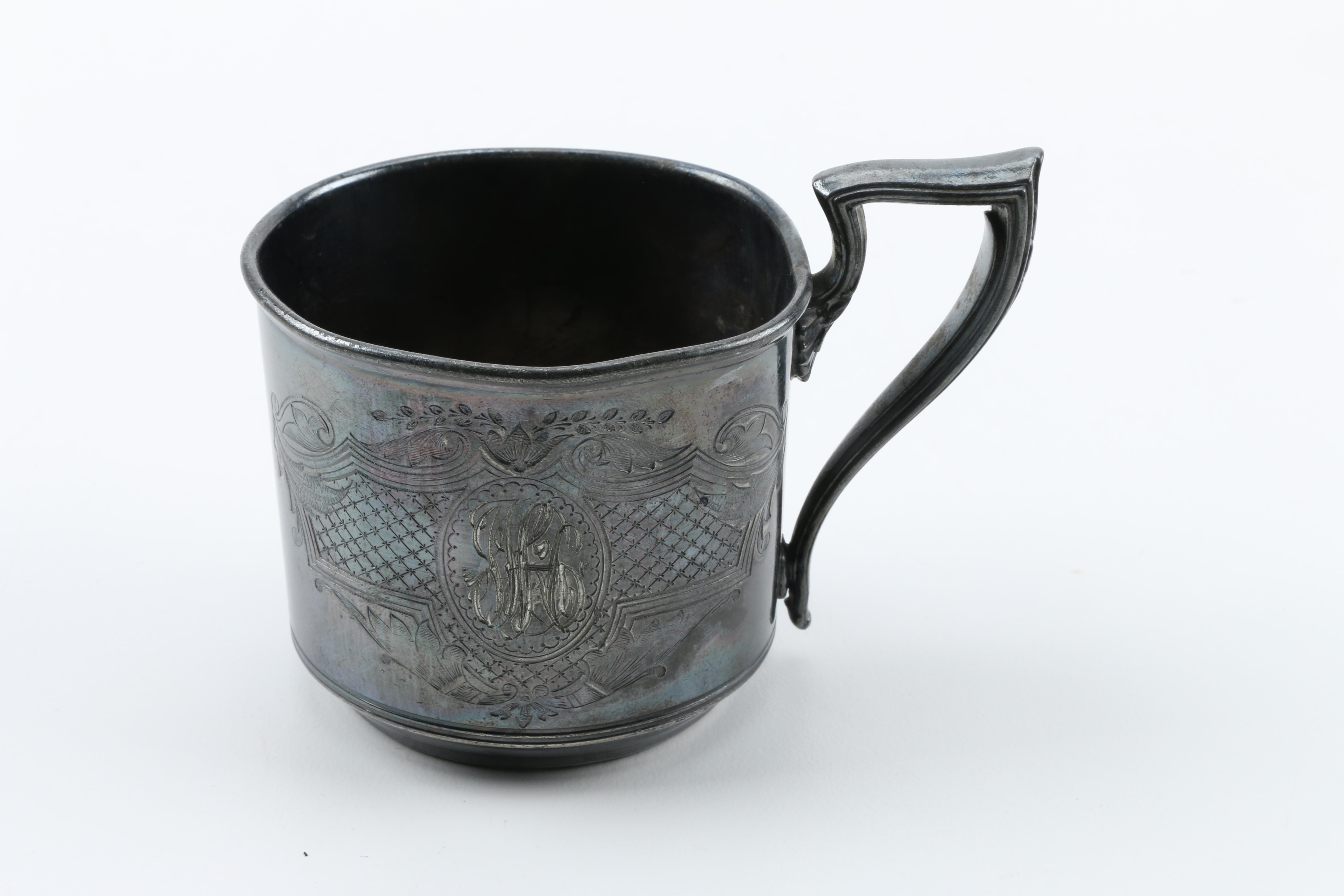 Knickerbocker Silver Co. Silver Plate Vanity Mug and Other Tableware
