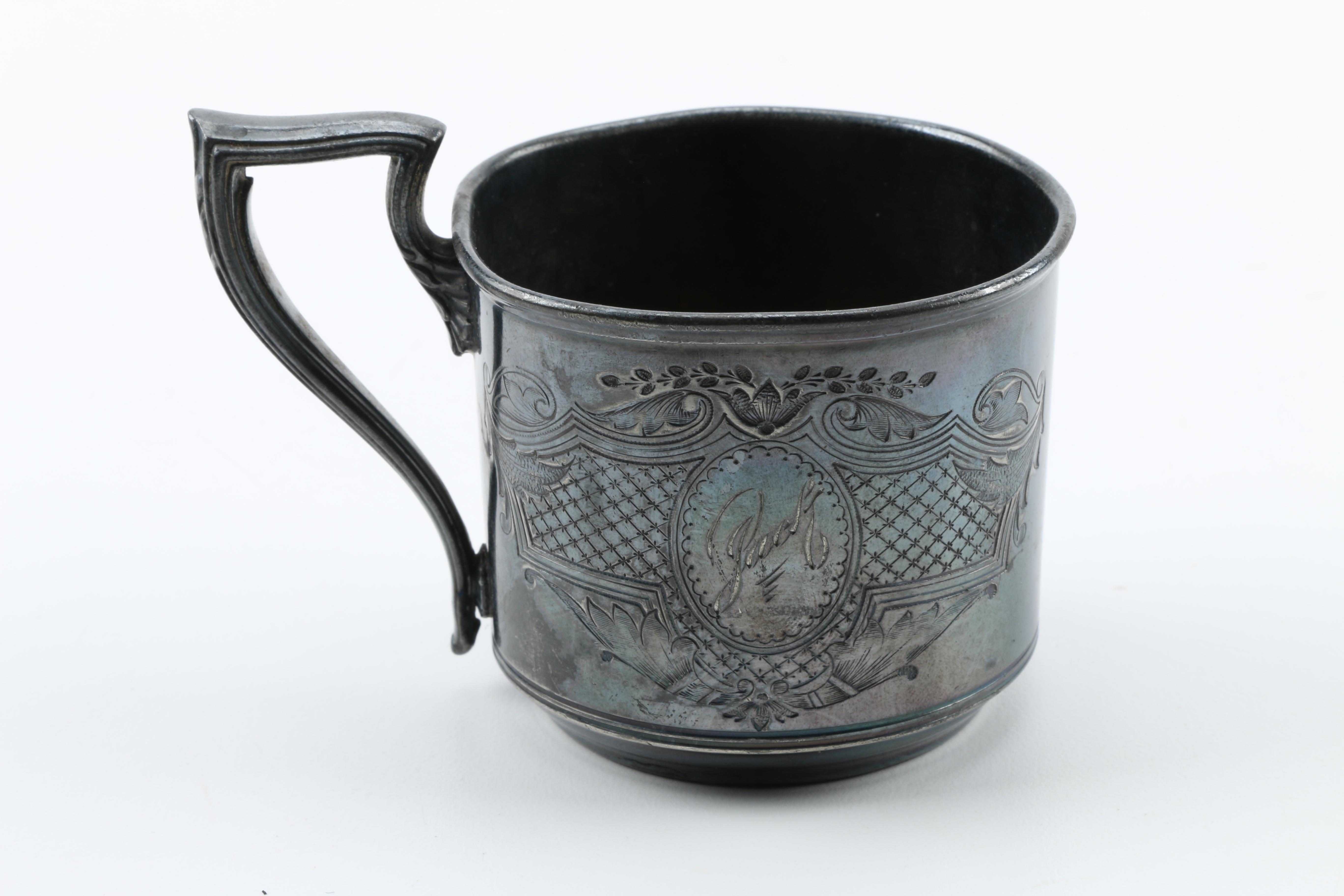 Knickerbocker Silver Co. Silver Plate Vanity Mug and Other Tableware