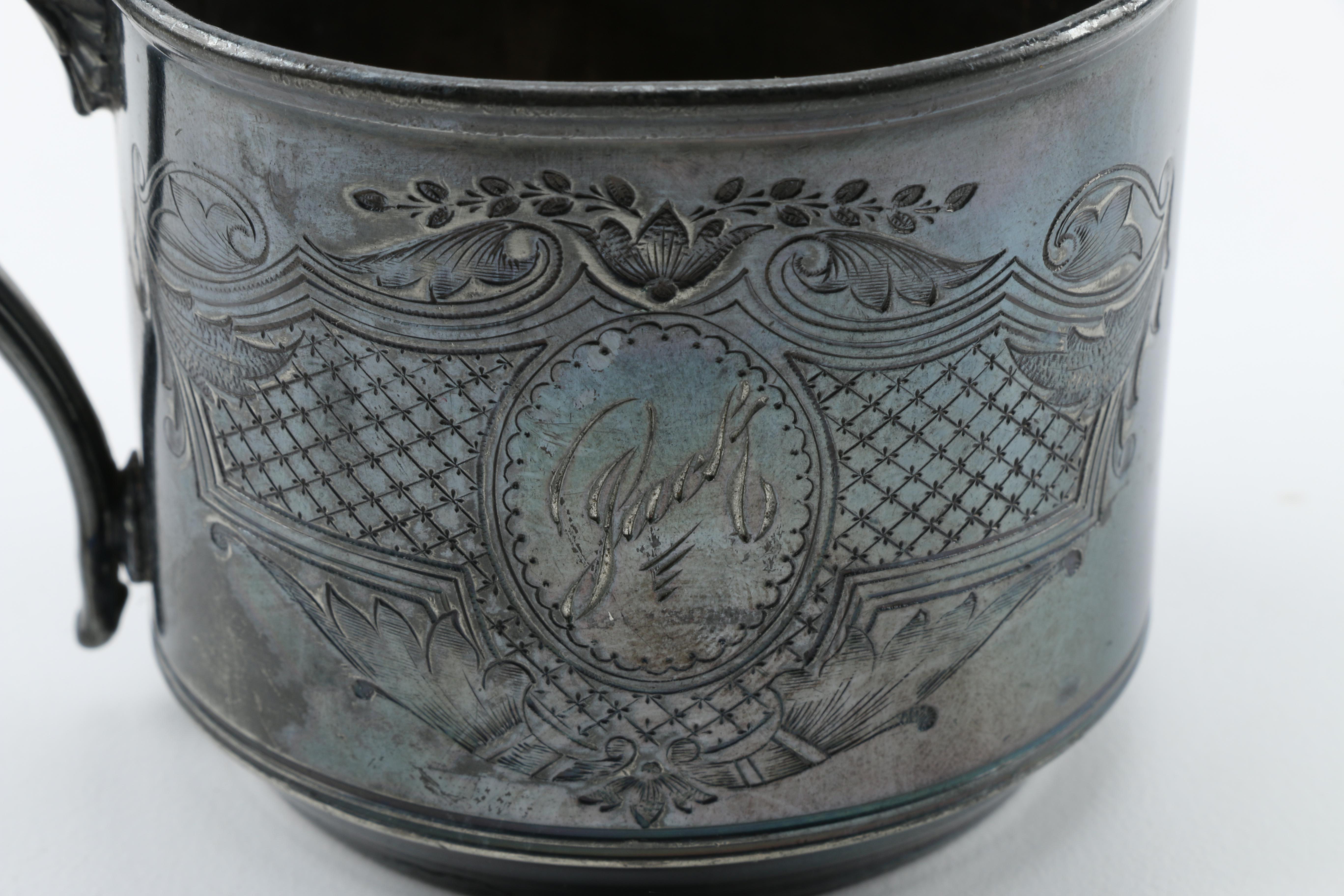 Knickerbocker Silver Co. Silver Plate Vanity Mug and Other Tableware