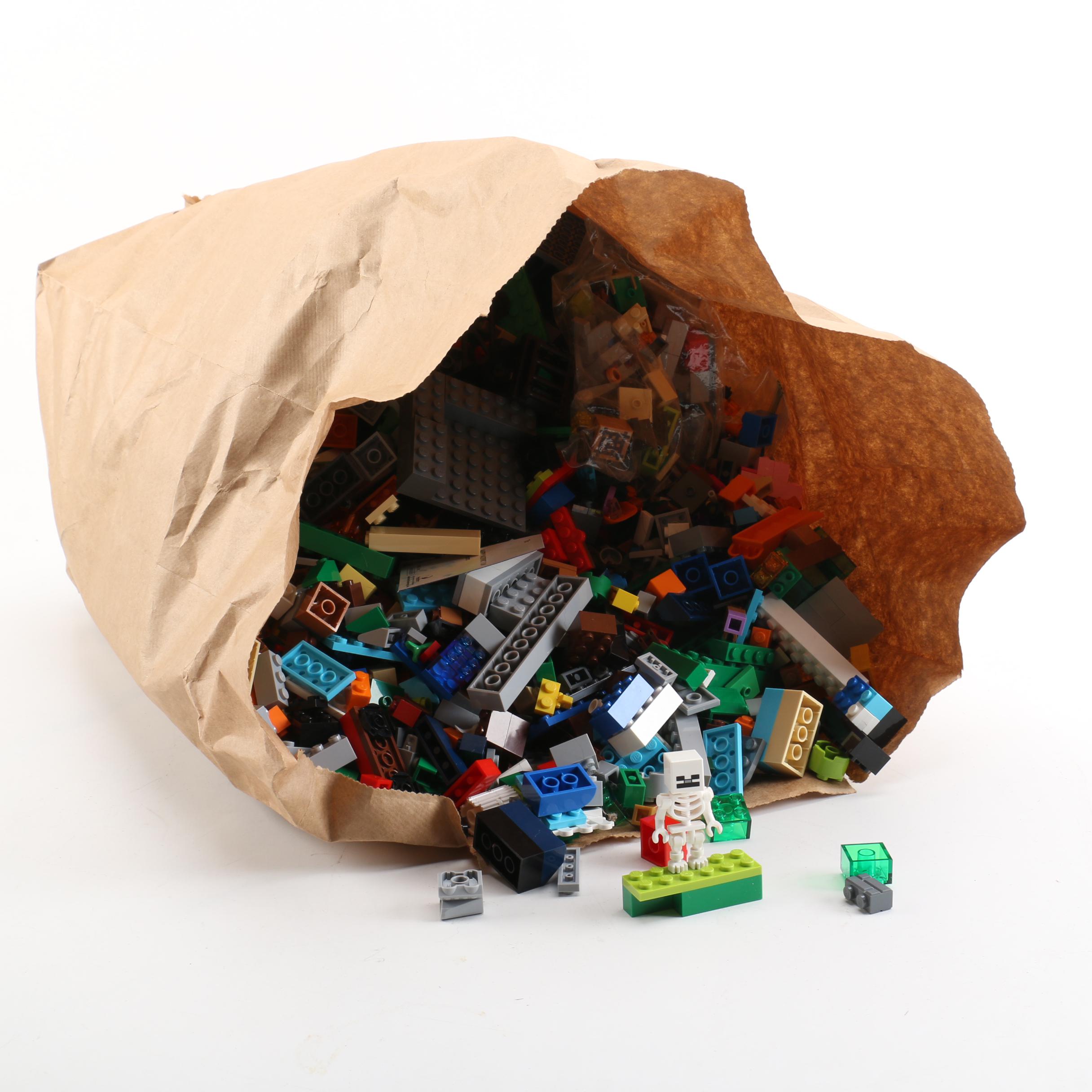 Assorted Building LEGOS and "Minecraft" LEGO Booklet