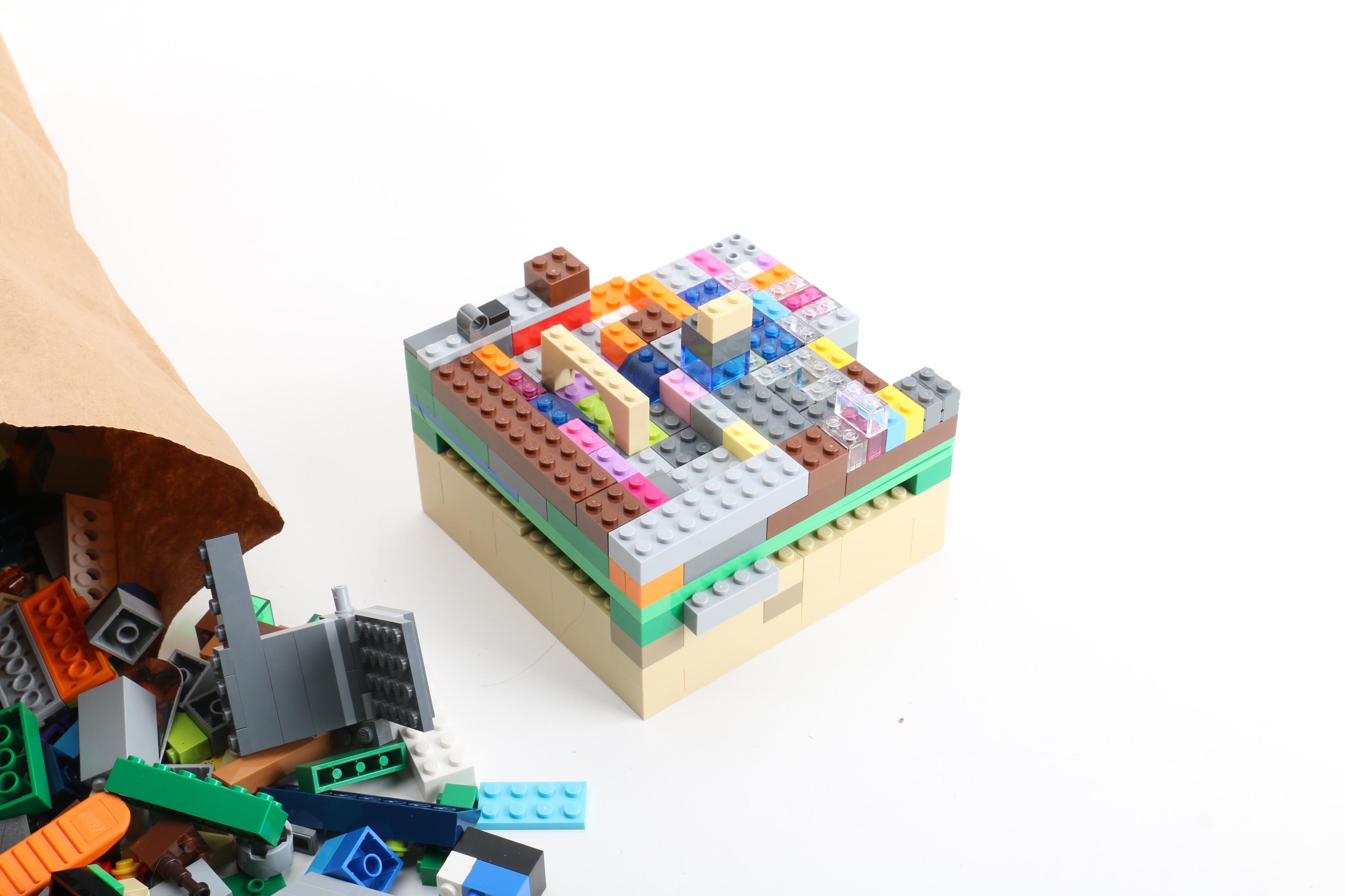 Assorted Building LEGOS and "Minecraft" LEGO Booklet