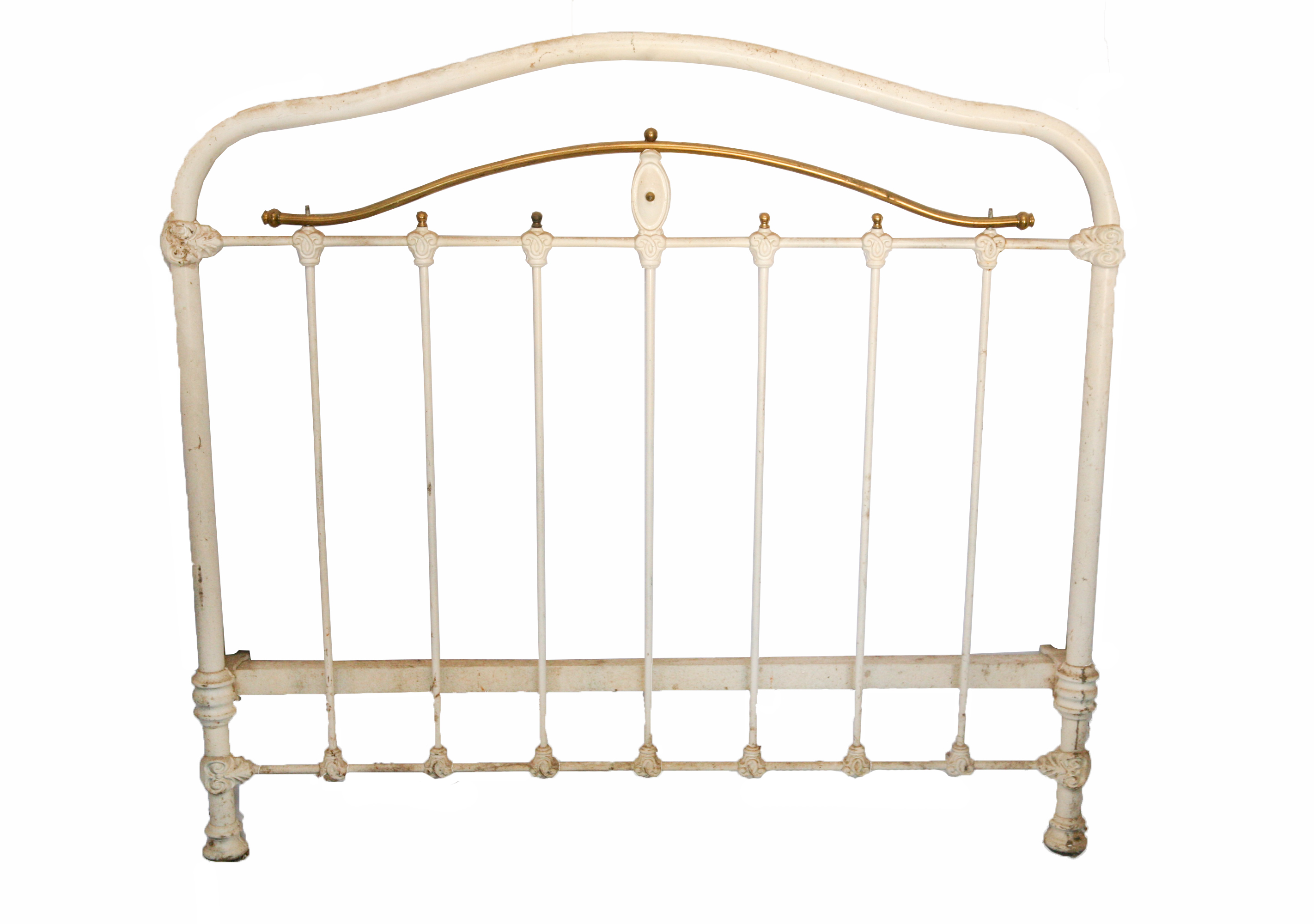Antique Three-Quarter Size Cast Iron Bed Frame