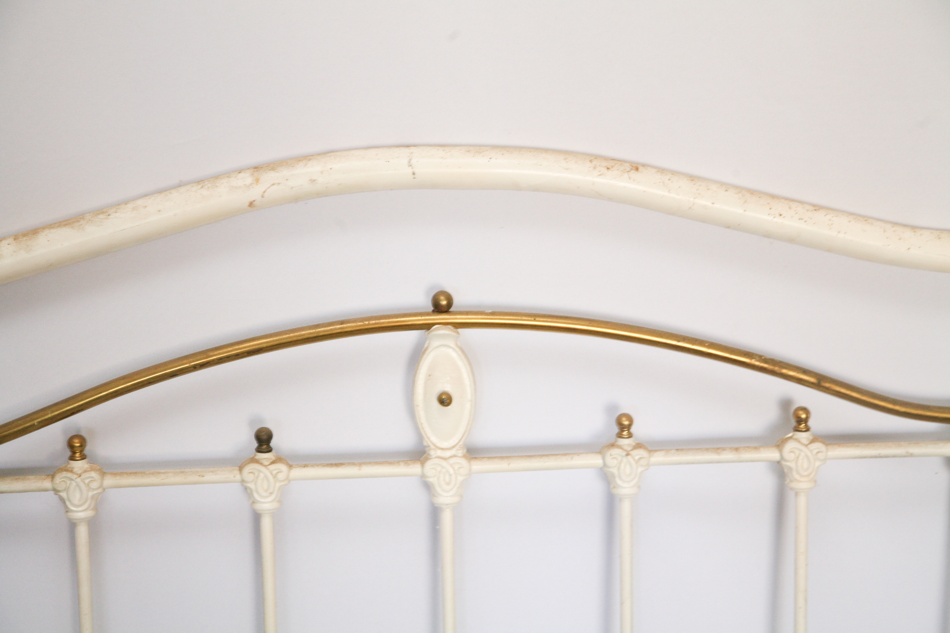 Antique Three-Quarter Size Cast Iron Bed Frame