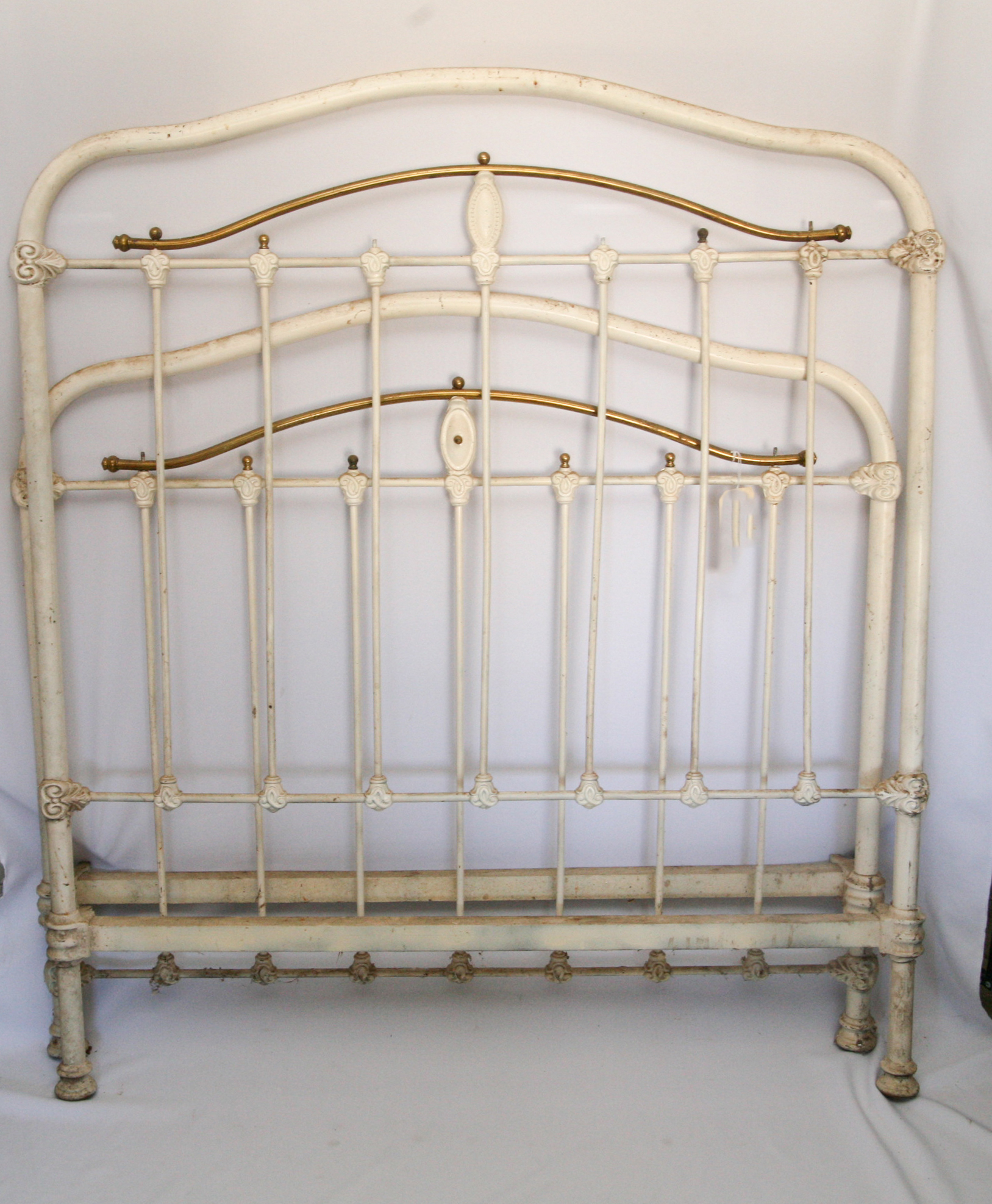Antique Three-Quarter Size Cast Iron Bed Frame