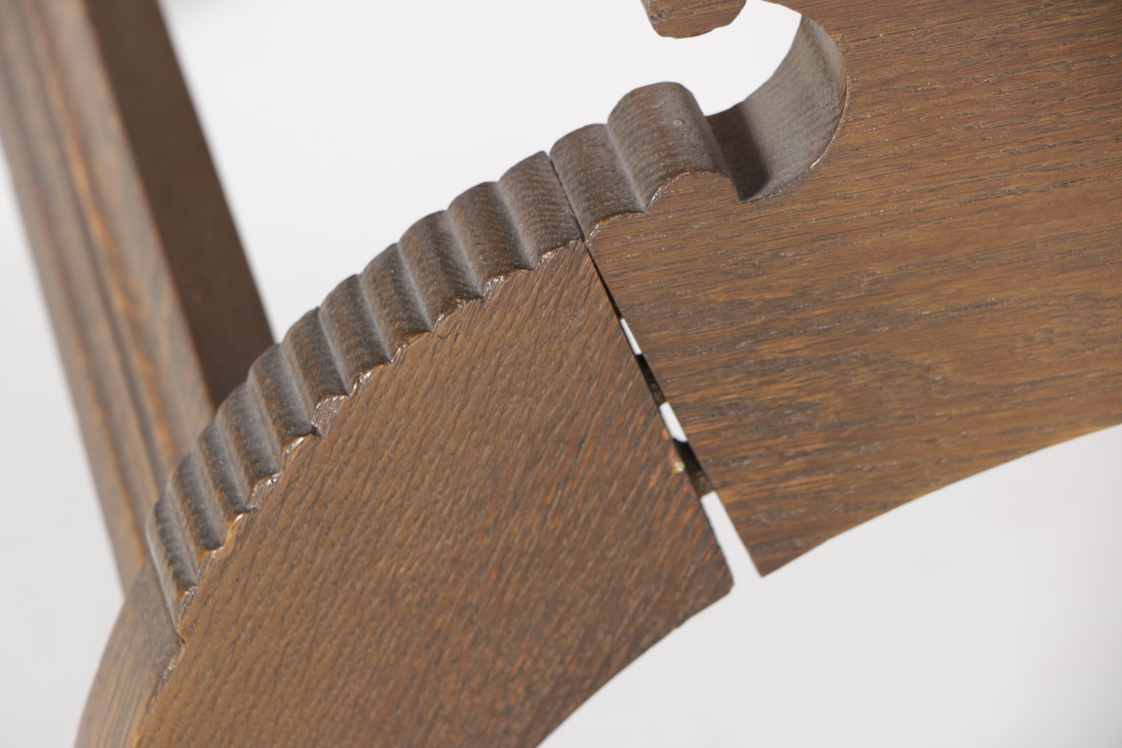 Antique Quarter Sawn Oak Curule Chair after R.J. Horner