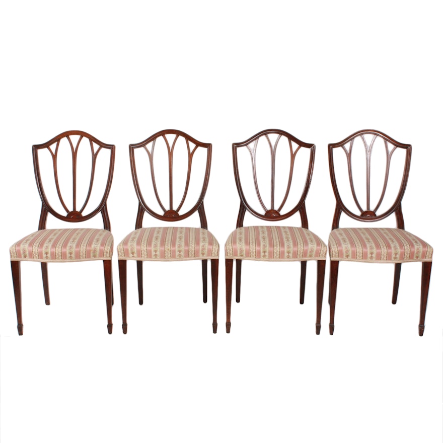 Four Vintage Hepplewhite Style Mahogany Dining Chairs