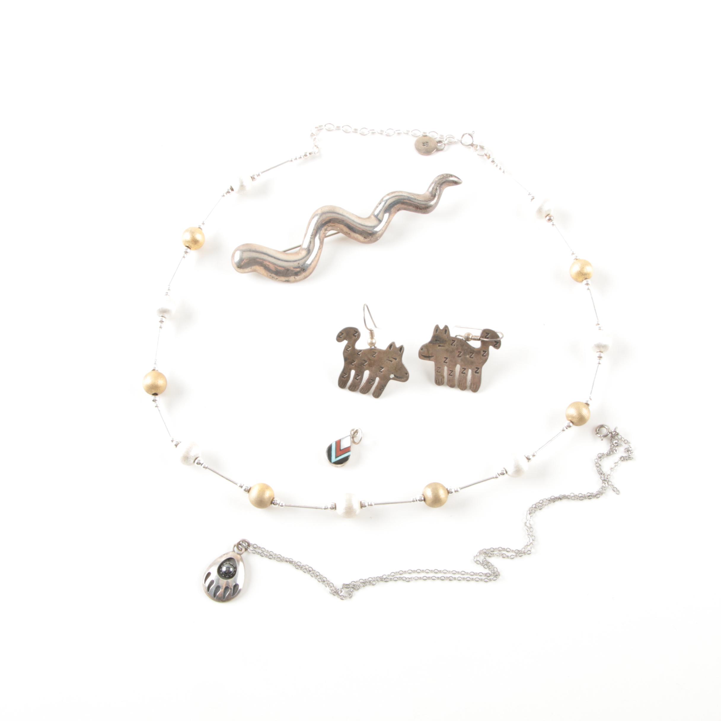 Sterling Silver Jewelry Selection Including James Cheama