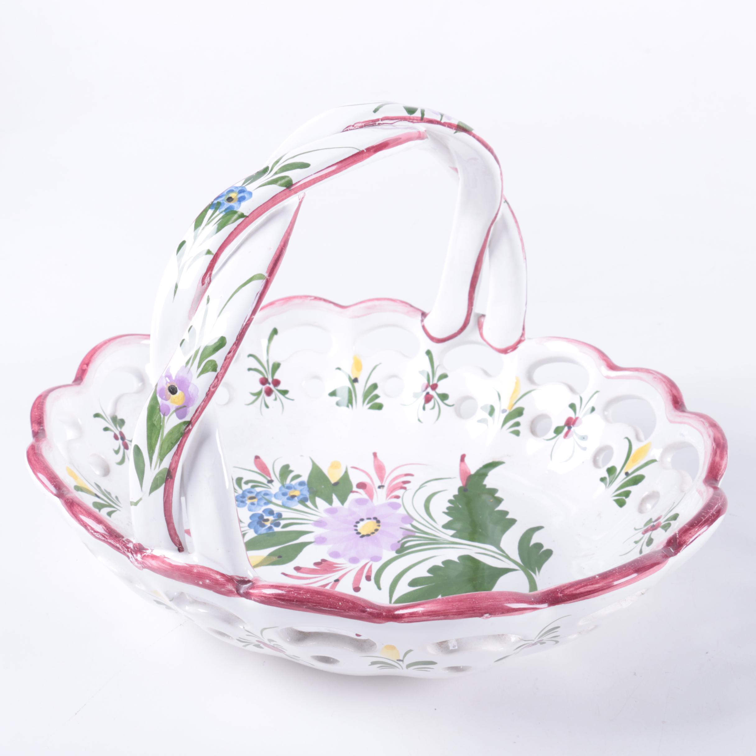 Ceramic Floral Motif Basket