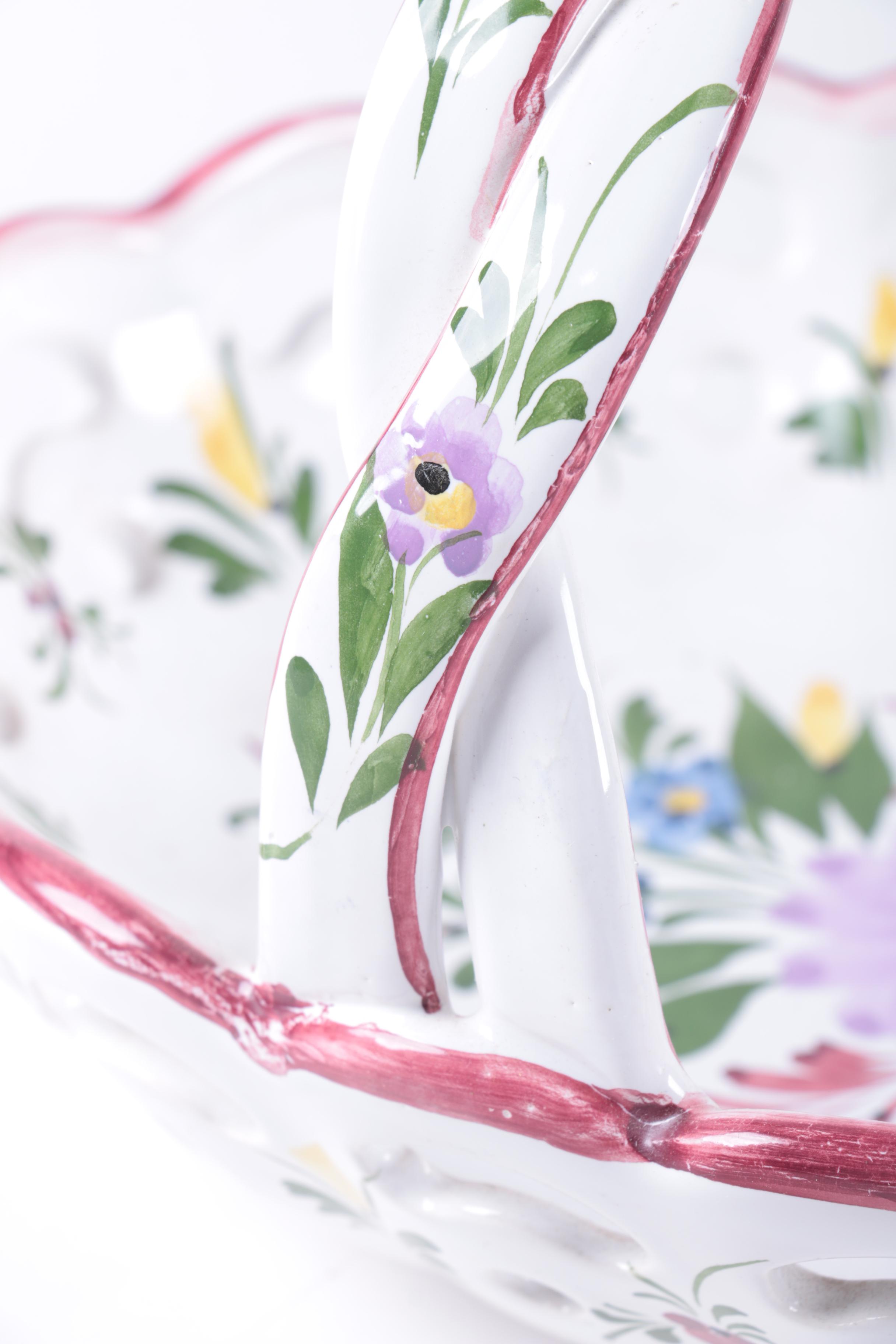 Ceramic Floral Motif Basket