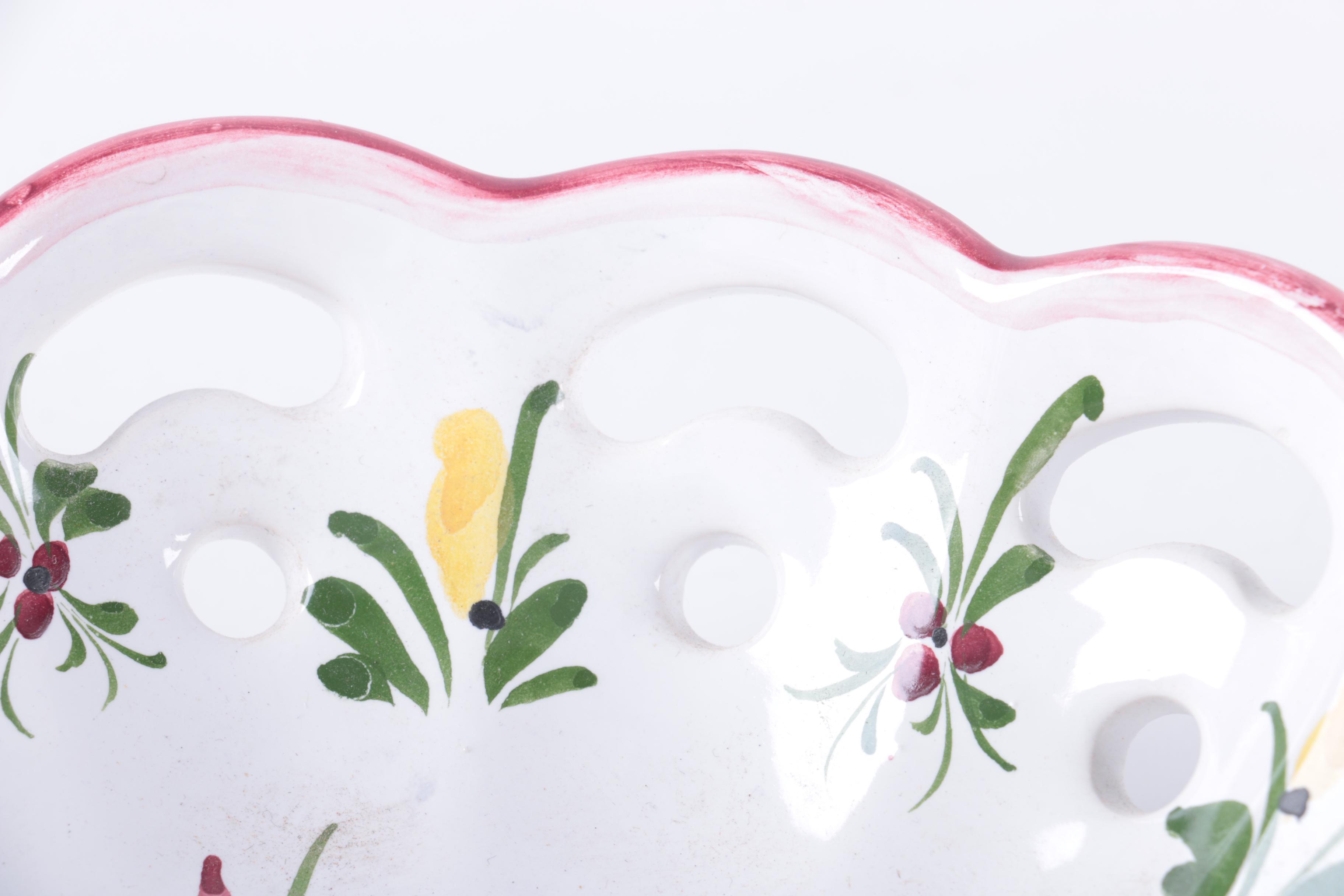 Ceramic Floral Motif Basket