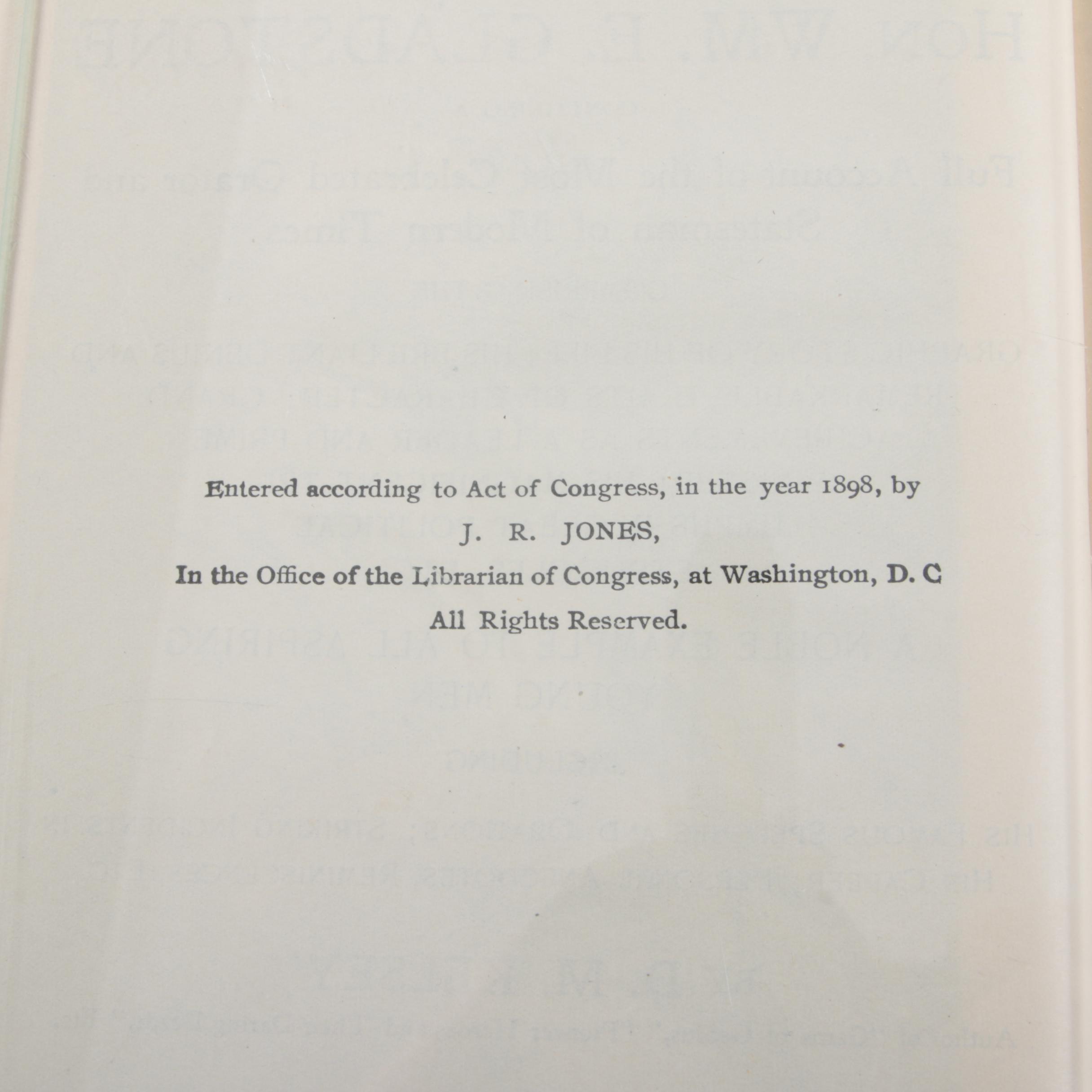 1888 "Life and Public Services of Hon. Wm. E. Gladstone" by D. M. Kelsey