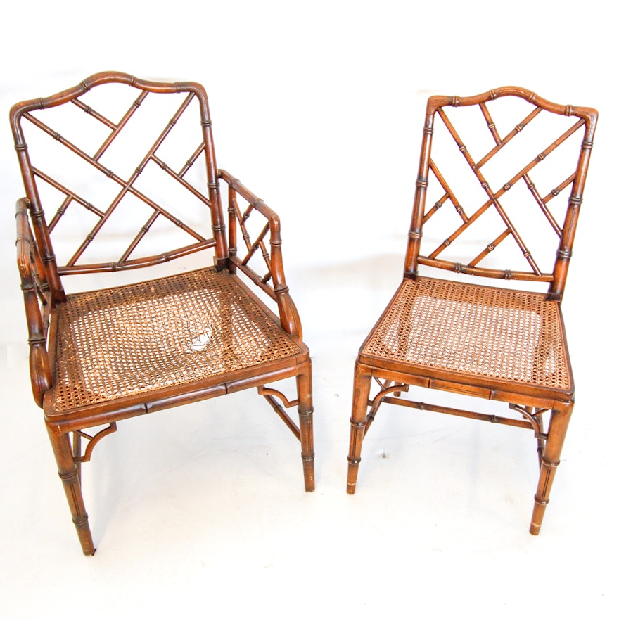 Pair of Bamboo and Rattan Chairs