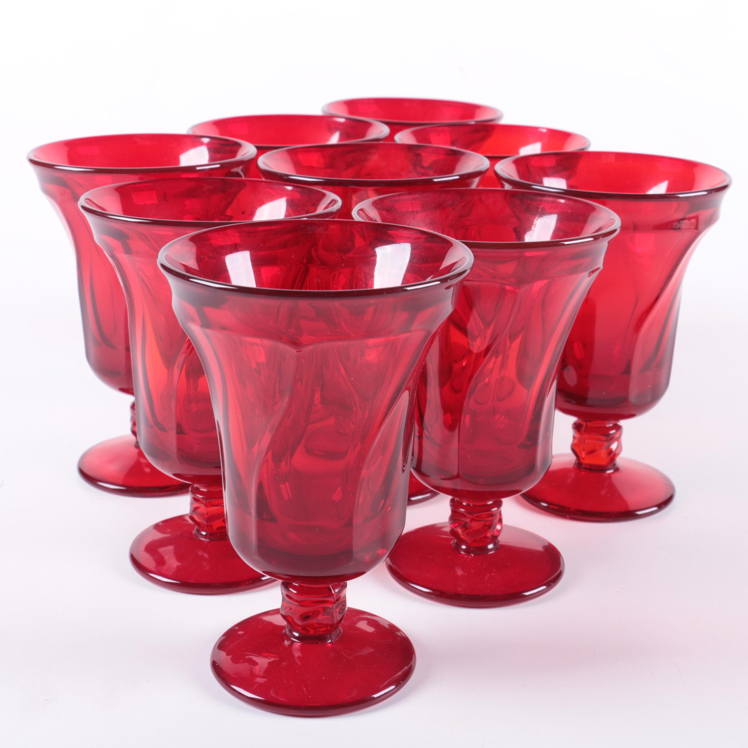 Vintage Fostoria "Jamestown" Ruby Red Glass Goblets