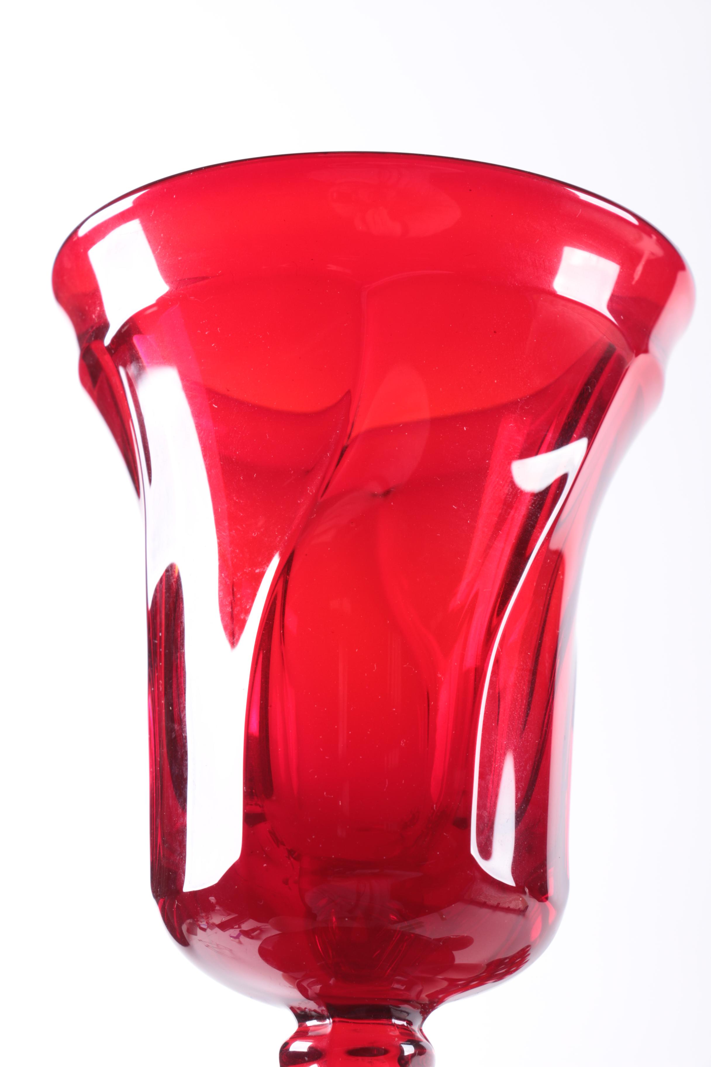 Vintage Fostoria "Jamestown" Ruby Red Glass Goblets