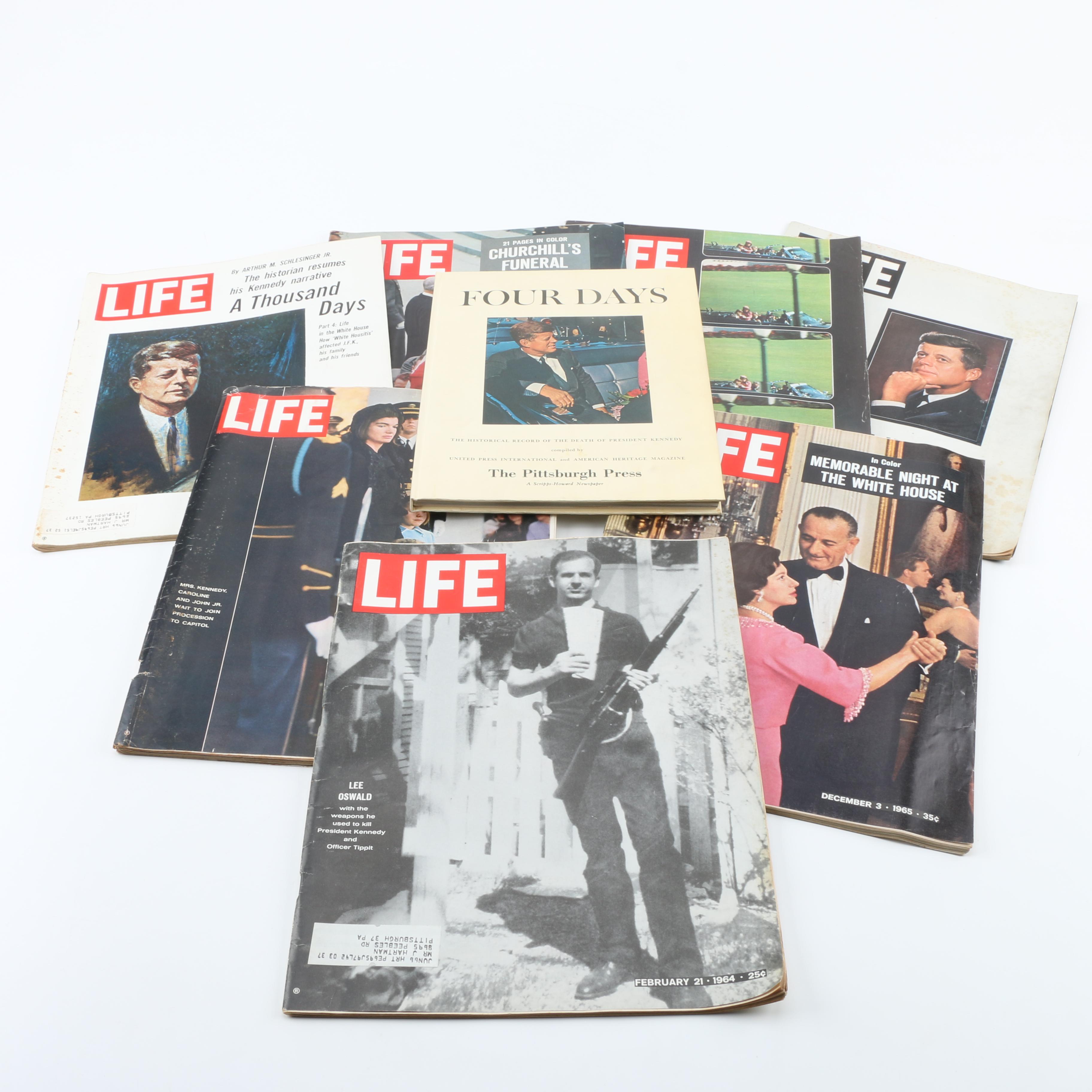 Book on John F. Kennedy and Assorted Issues of "Life" Magazine