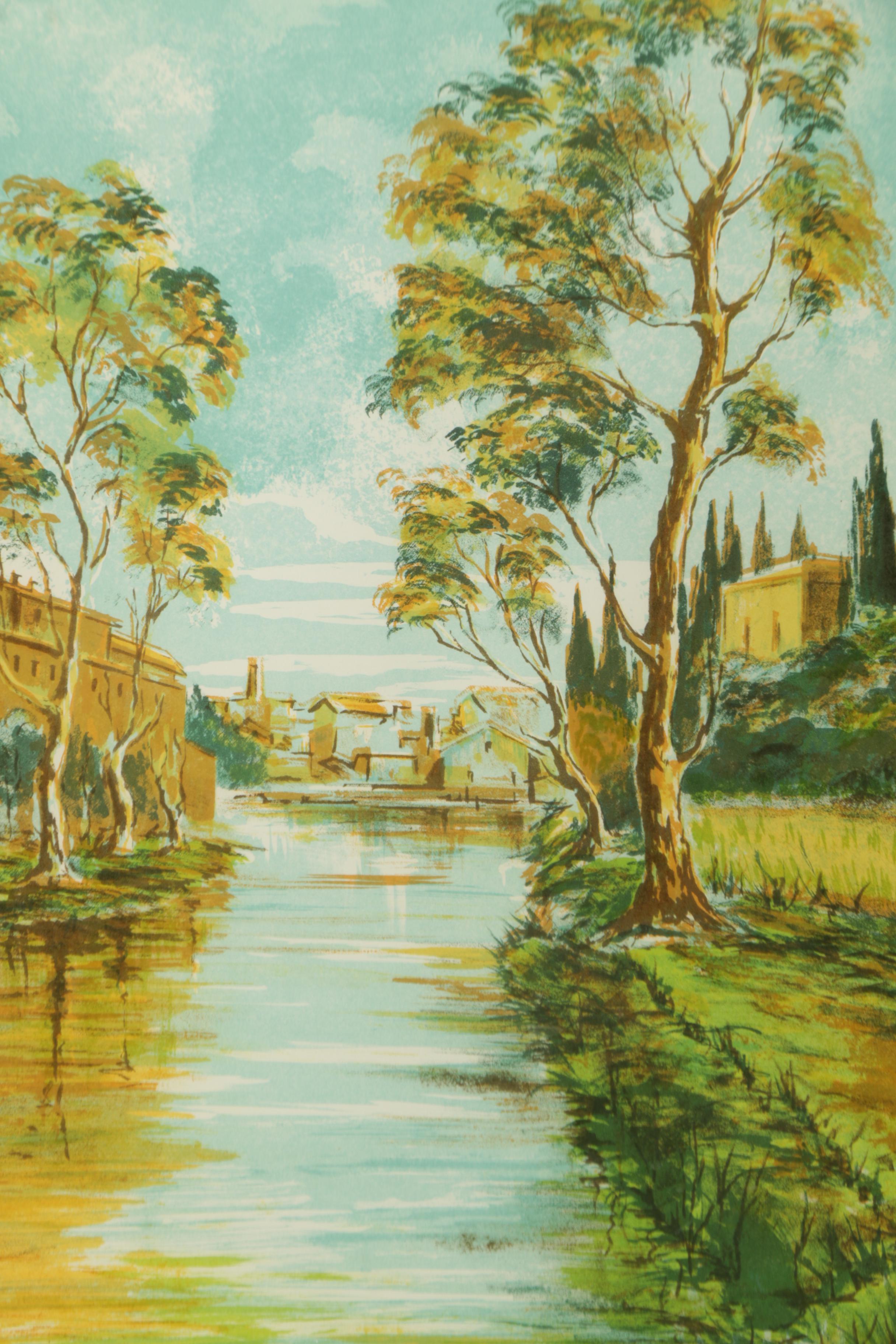 Antonio Loffredo Limited Edition Lithograph Waterfront Landscape