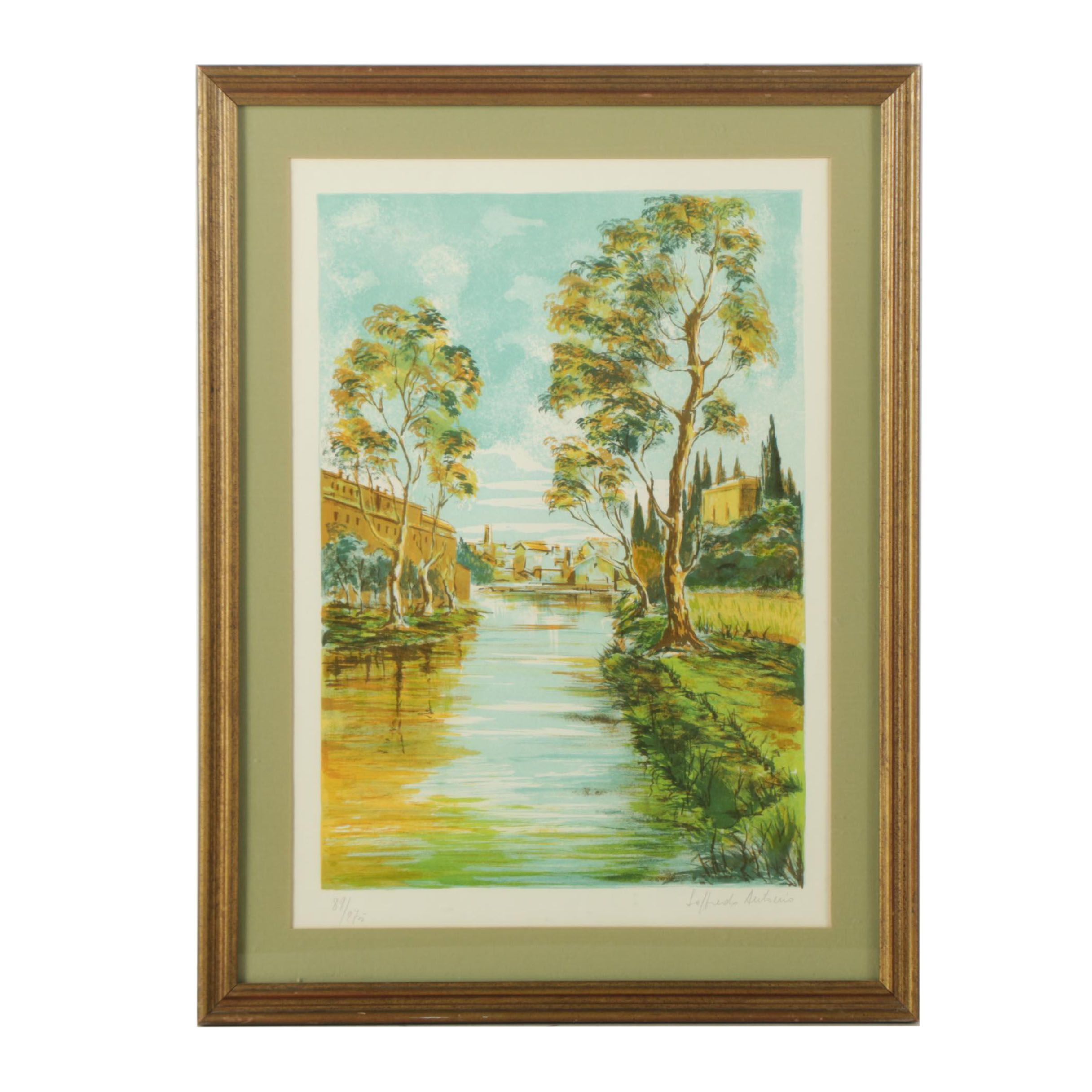 Antonio Loffredo Limited Edition Lithograph Waterfront Landscape