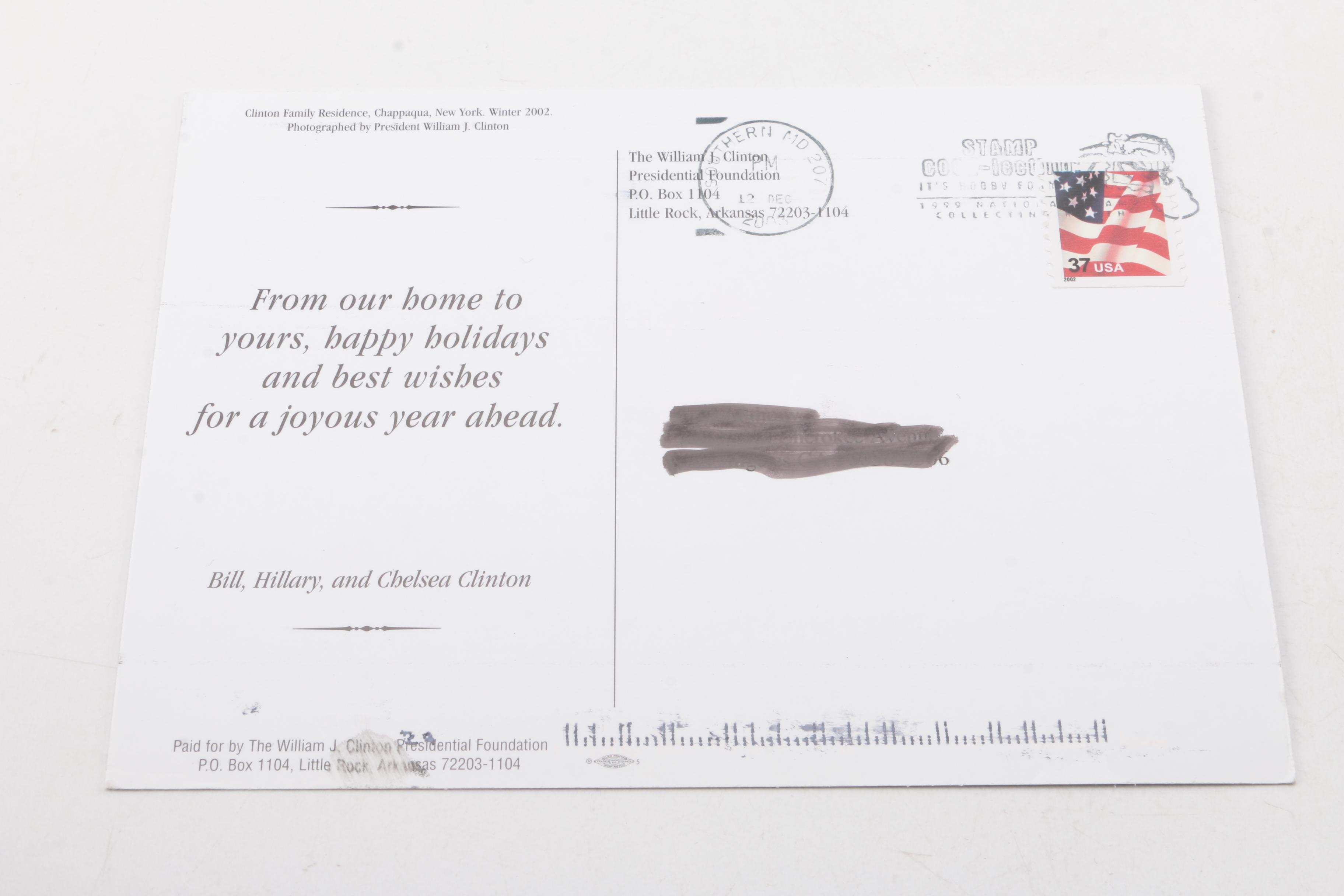 Christmas Cards From Bill and Hillary Clinton Associated Organizations