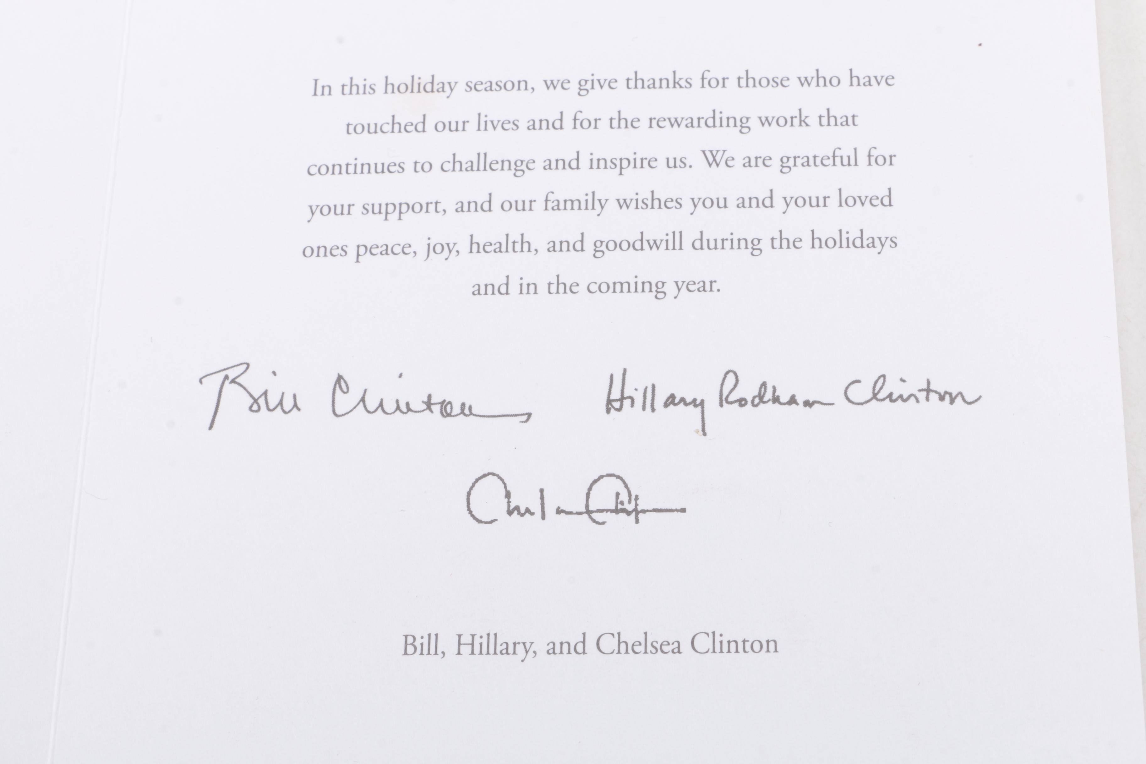 Christmas Cards From Bill and Hillary Clinton Associated Organizations
