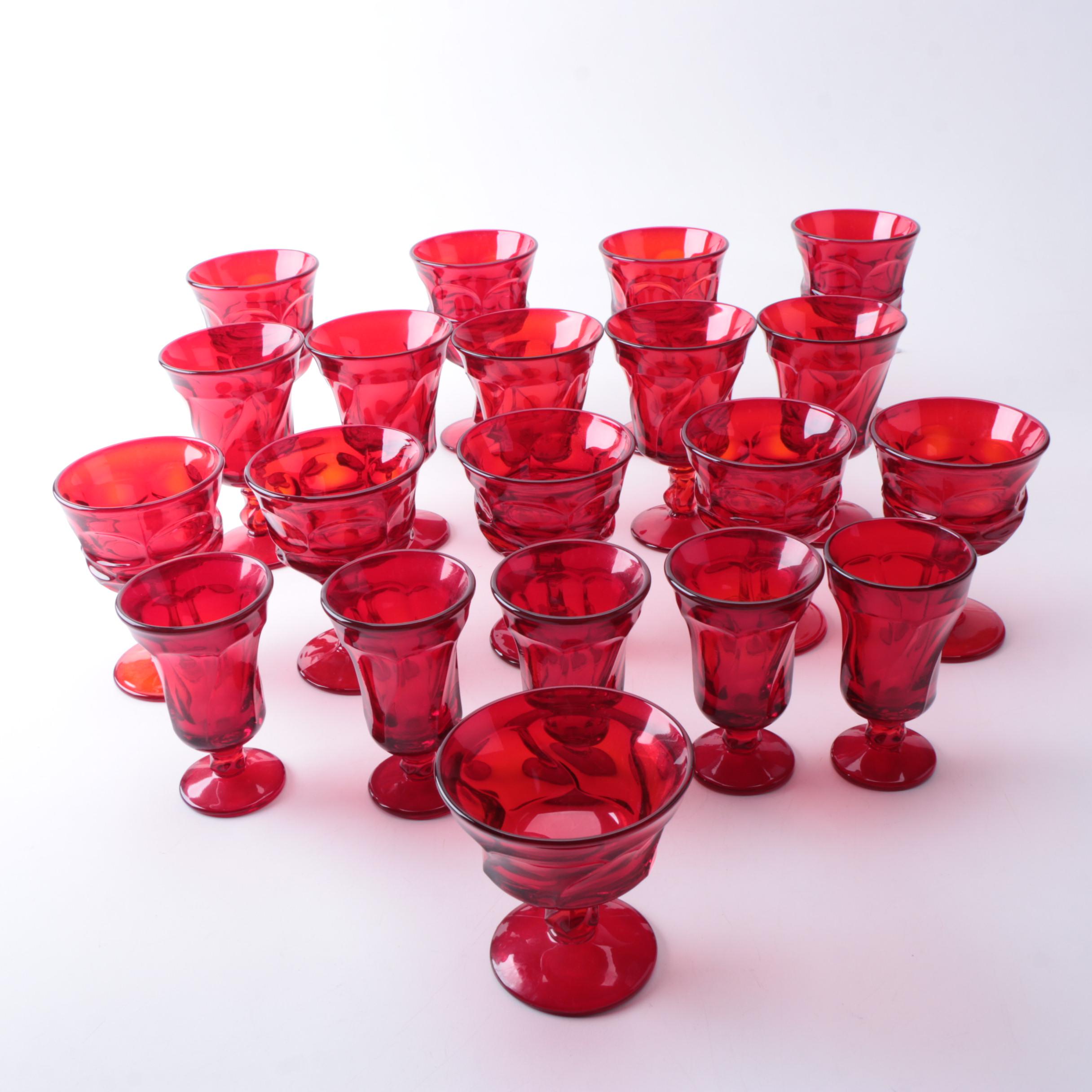 Collection of Vintage Fostoria "Argus" Red Glass Stemware