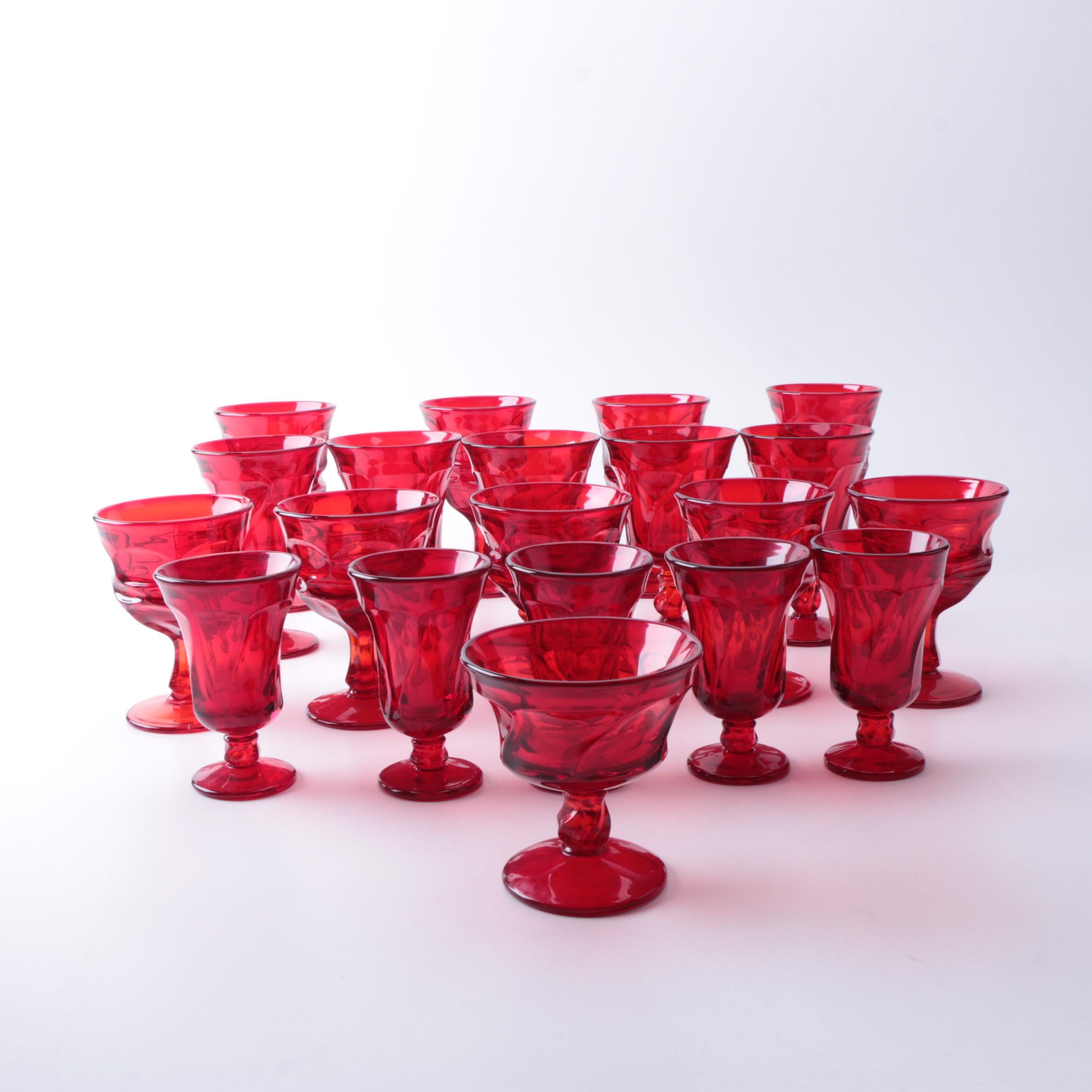 Collection of Vintage Fostoria "Argus" Red Glass Stemware