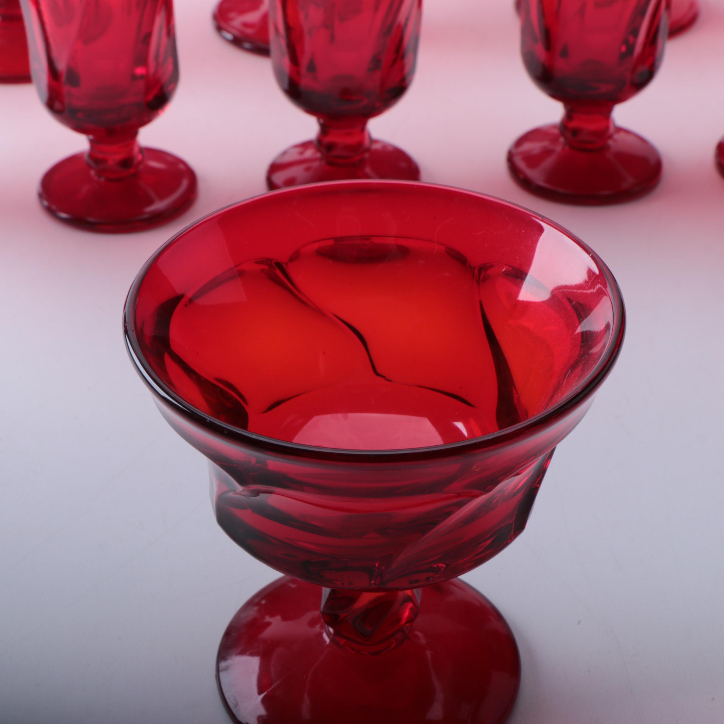 Collection of Vintage Fostoria "Argus" Red Glass Stemware